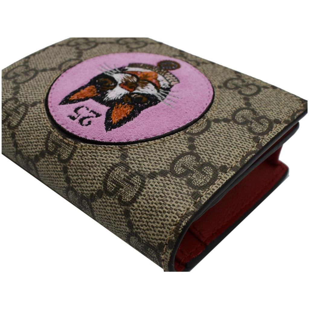 GUCCI Bosco Patch Gucci Supreme Canvas Card Case Wallet Beige 506277