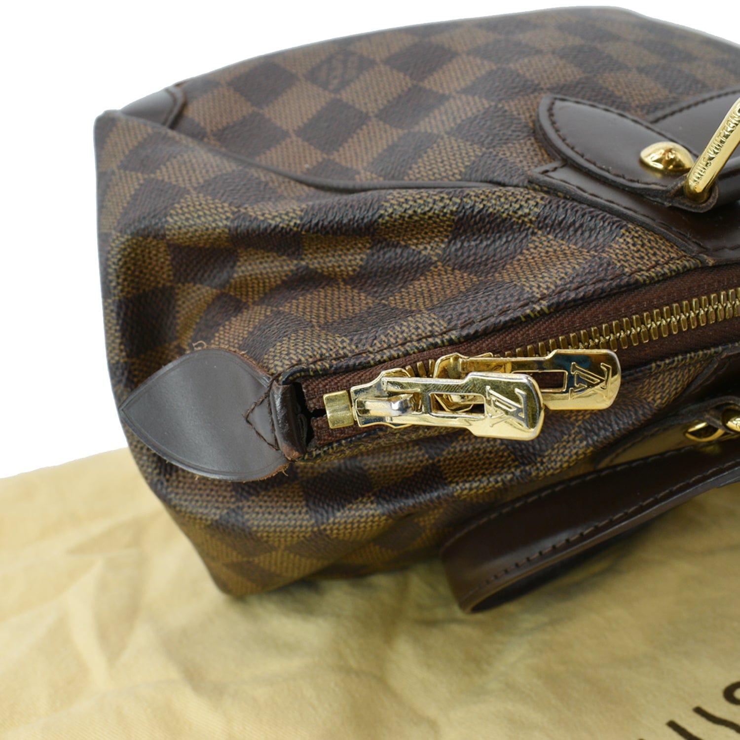 LOUIS VUITTON Verona PM Damier Ebene Satchel Bag Brown