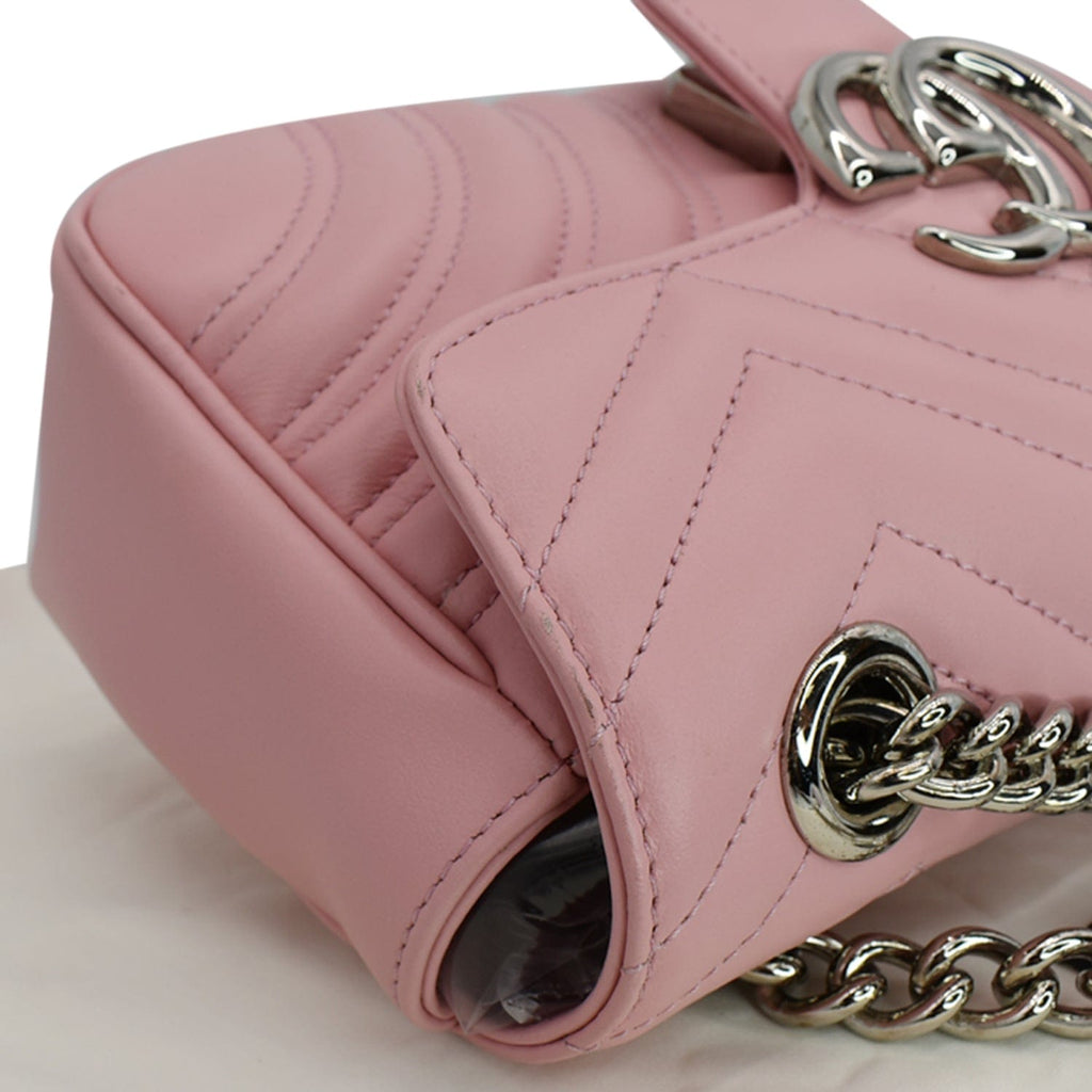 GUCCI Gucci Marmont Mini MatelassÃ© Leather Shoulder Crossbody Bag Pastel Pink 446744