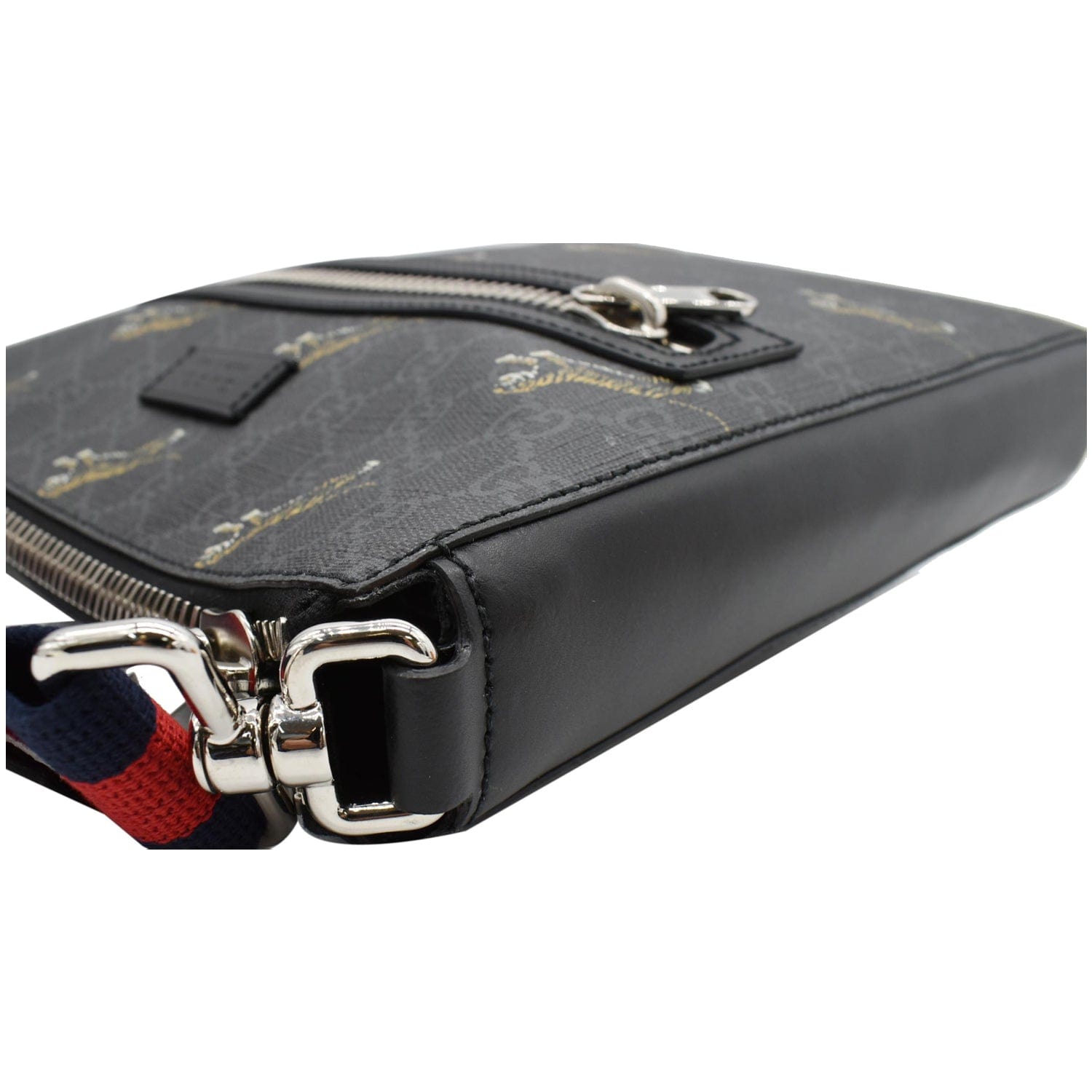 GUCCI Bestiary Tigers Gucci Supreme Square Messenger Bag Black 474137