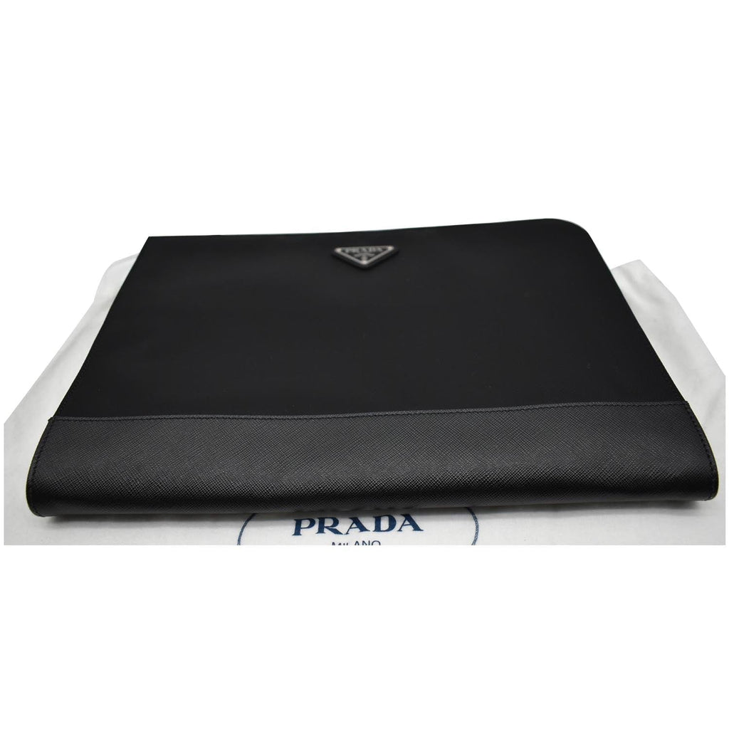 PRADA Document Nylon Leather Pouch Black