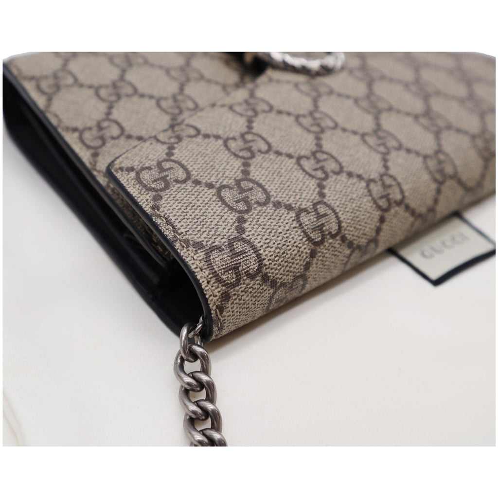 GUCCI Dionysus Gucci Supreme Crossbody Chain Wallet Beige 401231