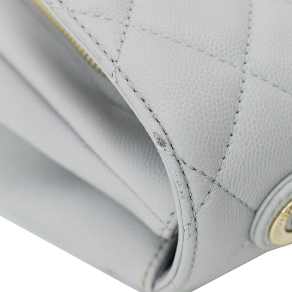 Chanel Business Affinity Medium Quilted Caviar Crossbody Bag Gray
