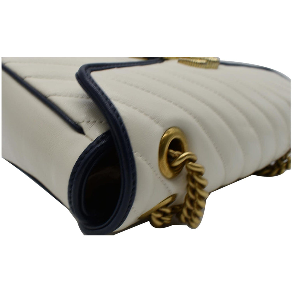 GUCCI Torchon Gucci Marmont Small  Matelasse Shoulder Bag White
