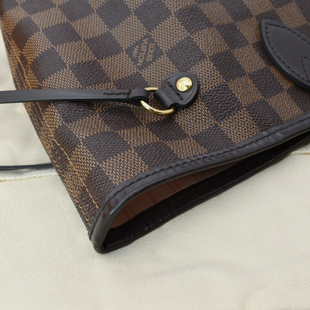 LOUIS VUITTON Neverfull MM Damier Ebene Tote Bag Rose Ballerine