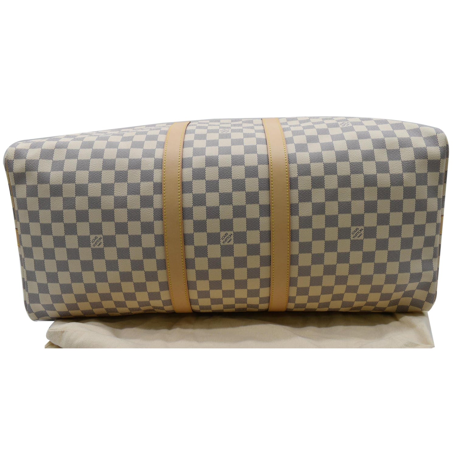 LOUIS VUITTON Keepall 55 Bandouliere Damier Azur Travel Bag White