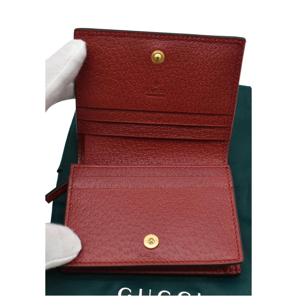 GUCCI Ophidia Flora Gucci Supreme Canvas Card Case Wallet Red 523155