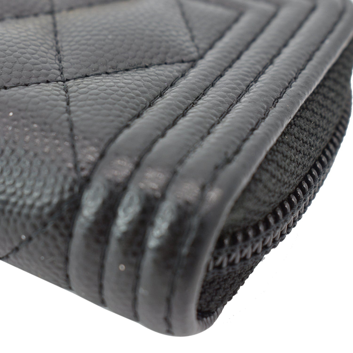 Chanel Boy Small Zipped Quilted Caviar Coin Purse Wallet Black