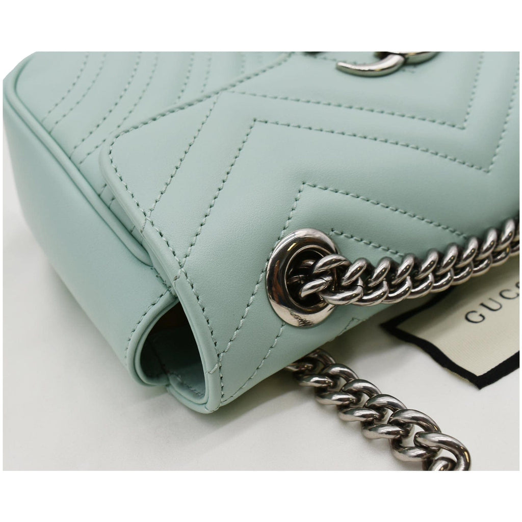 GUCCI Gucci Marmont Mini Matelasse Leather Crossbody Bag Bright Green 446744