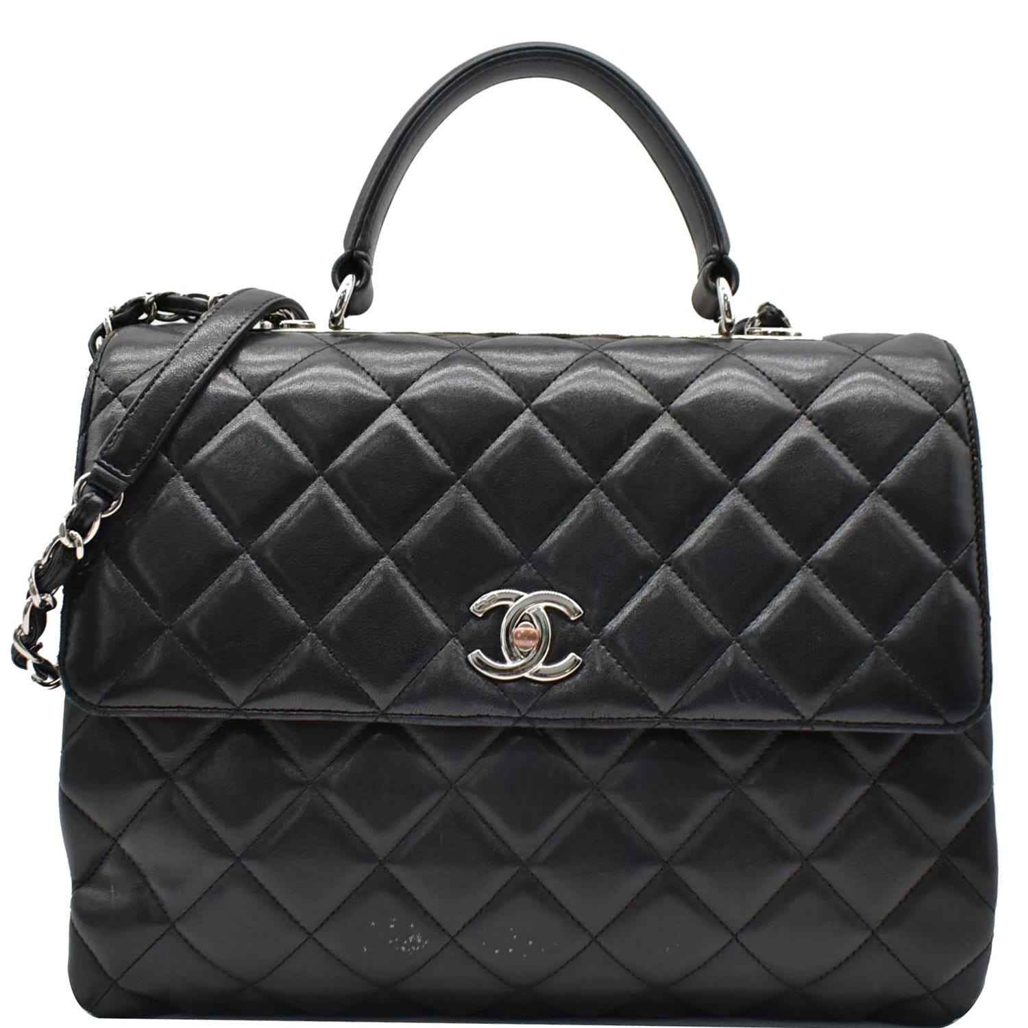 Chanel Trendy CC Large Flap Quilted  Leather Shoulder Bag Black