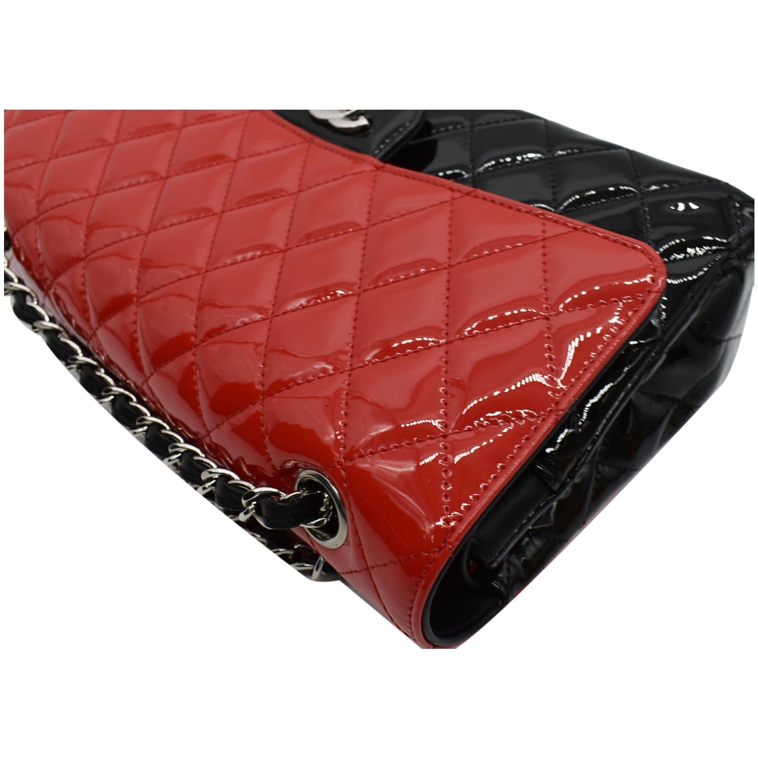 Chanel Medium Double Flap Quilted New 1:1 Rep Leather Shoulder Bag Black/Red