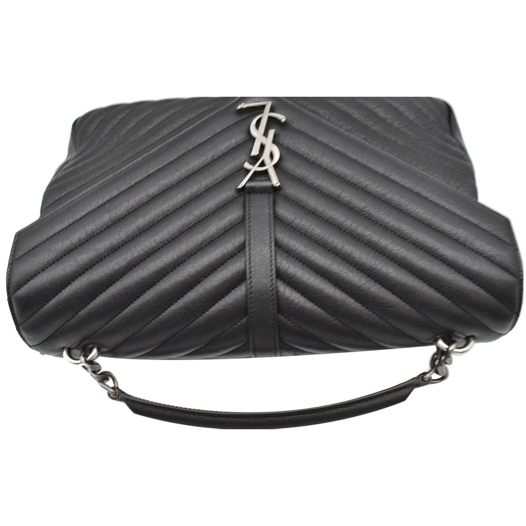 YVES SAINT LAURENT College Medium Flap MatelassÃ© Leather Shoulder Bag Black