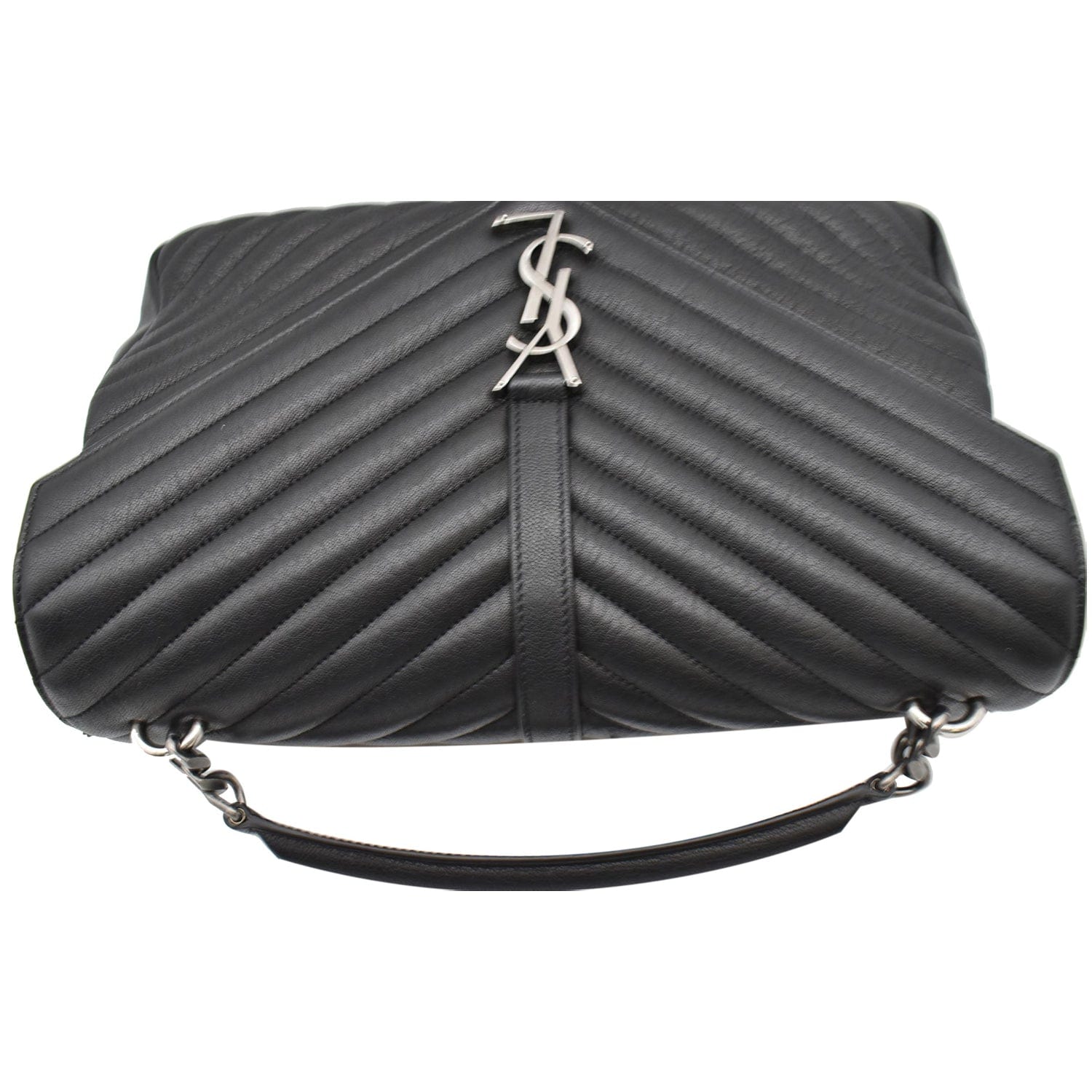 YVES SAINT LAURENT College Medium Flap MatelassÃ© Leather Shoulder Bag Black