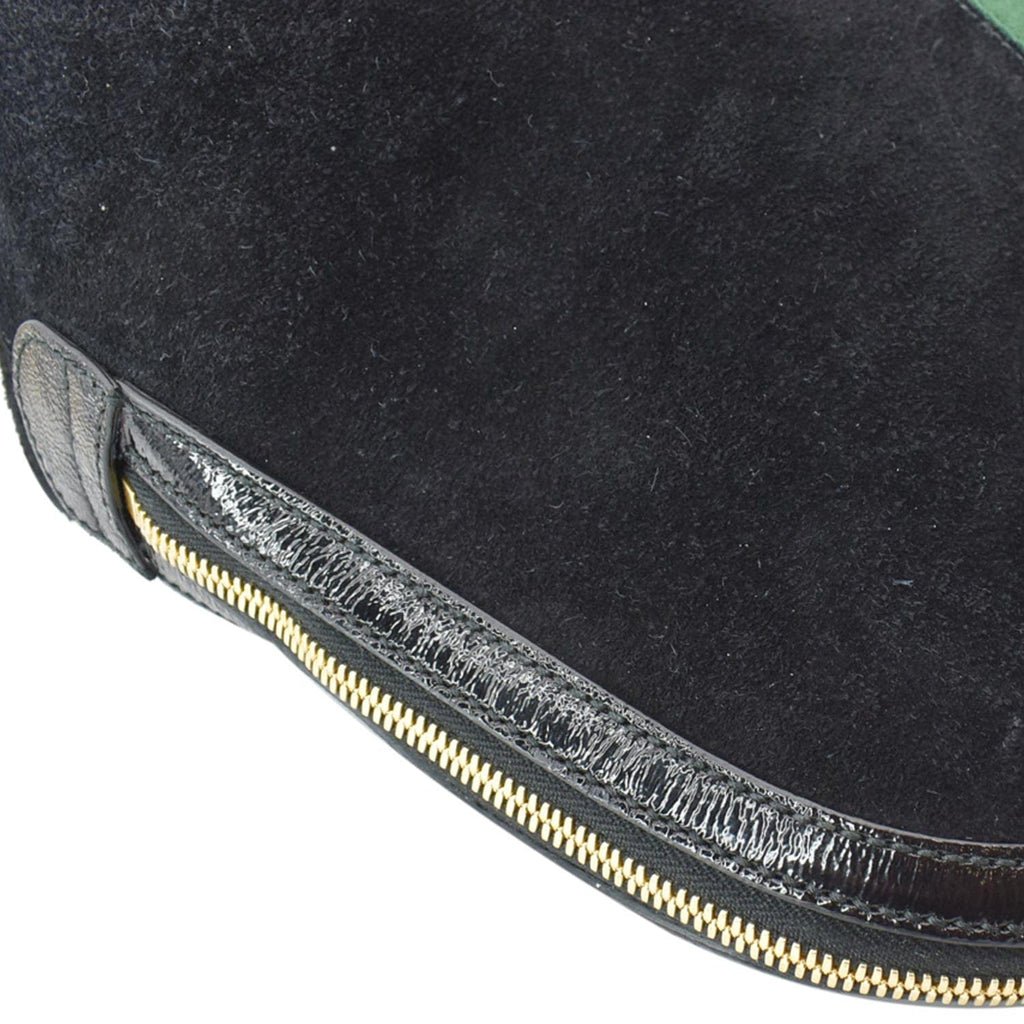 GUCCI Ophidia Gucci Suede Web Top Handle Crossbody Bag Black 524533