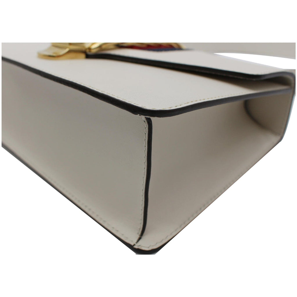 GUCCI Sylvie Small  Top Handle Bag White 421828