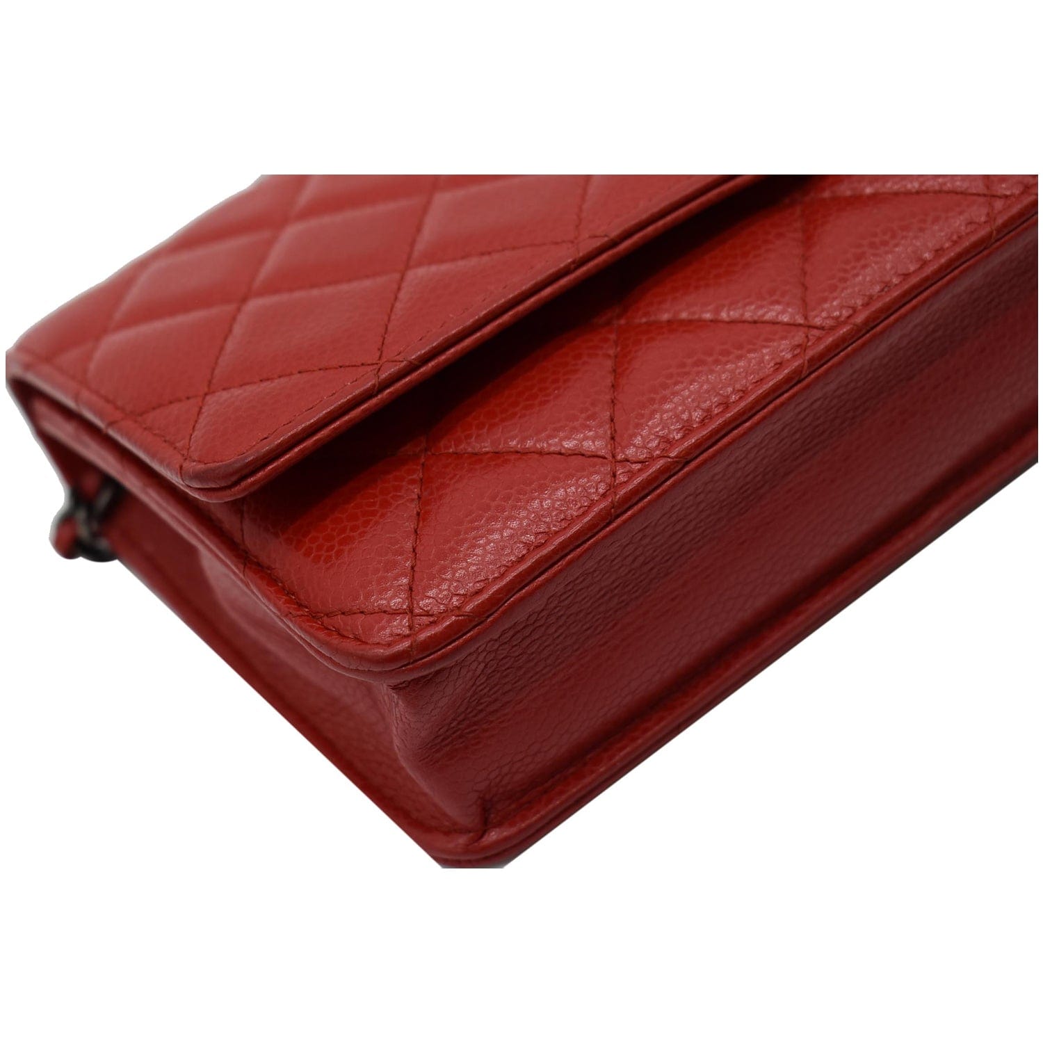 Chanel CC WOC Caviar Leather Chain Crossbody Bag Red