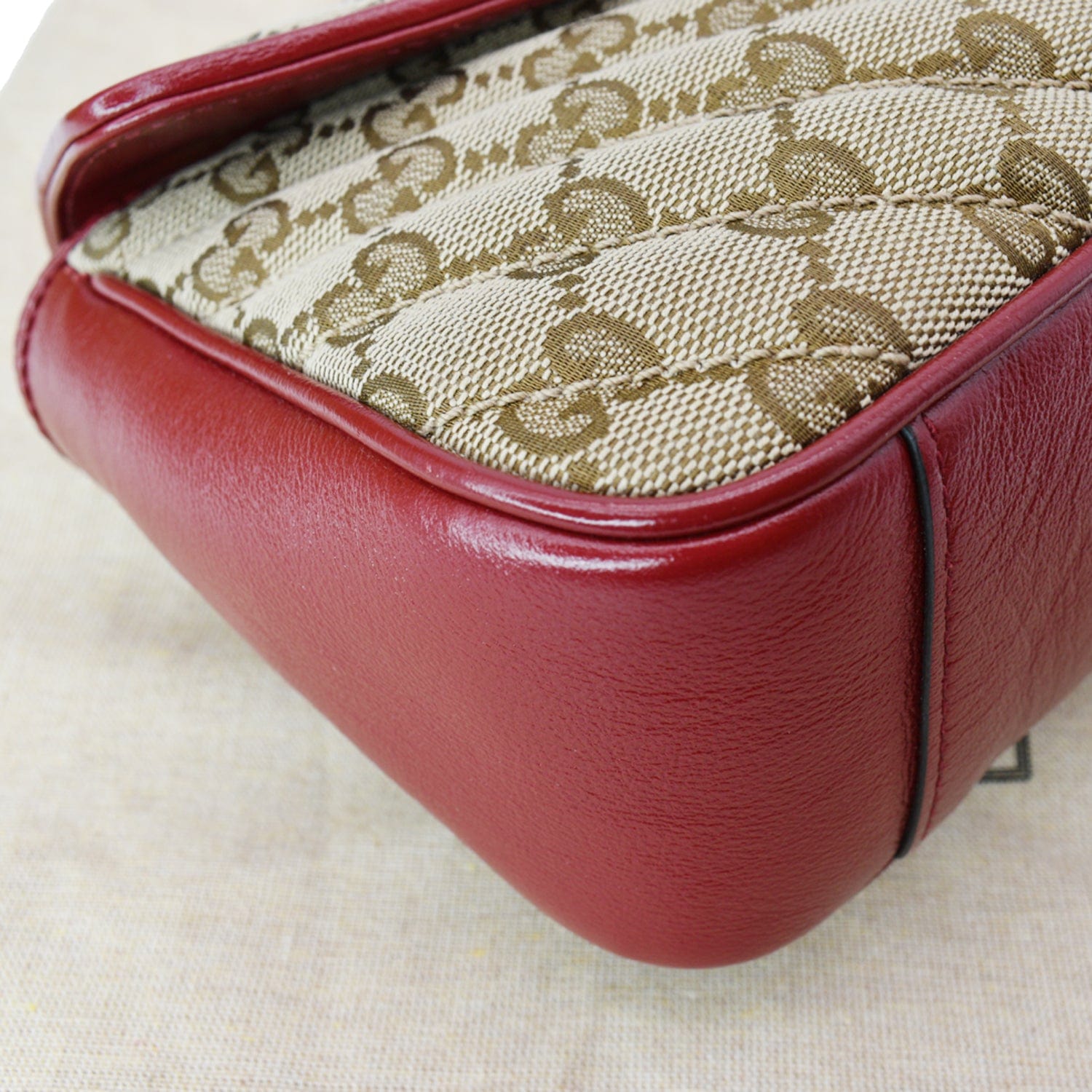 GUCCI Gucci Marmont Small Matelasse Canvas Shoulder Bag Beige 443497