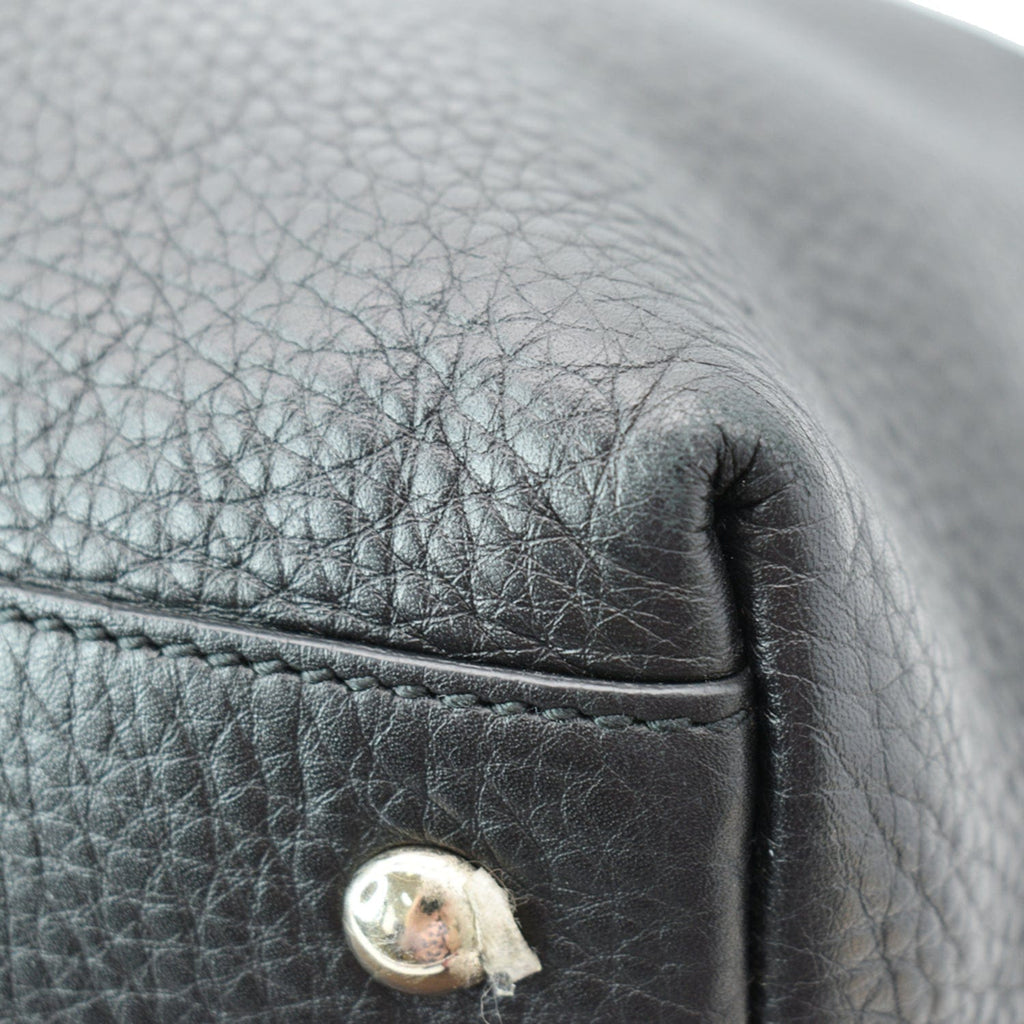GUCCI Soho Tassel Pebbled Leather Tote Bag Black 282303 - sold