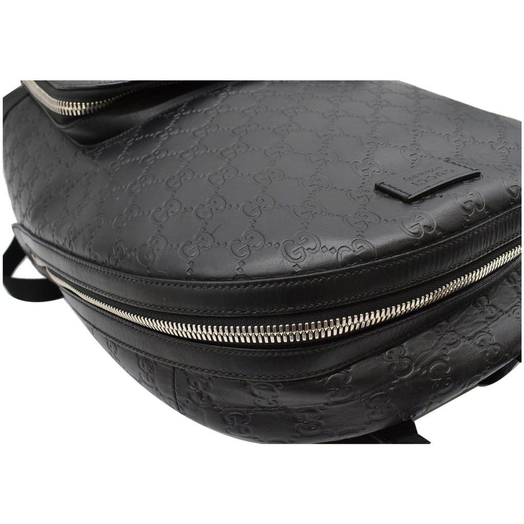 GUCCI Gucci Signature Leather Backpack Bag Black 406370