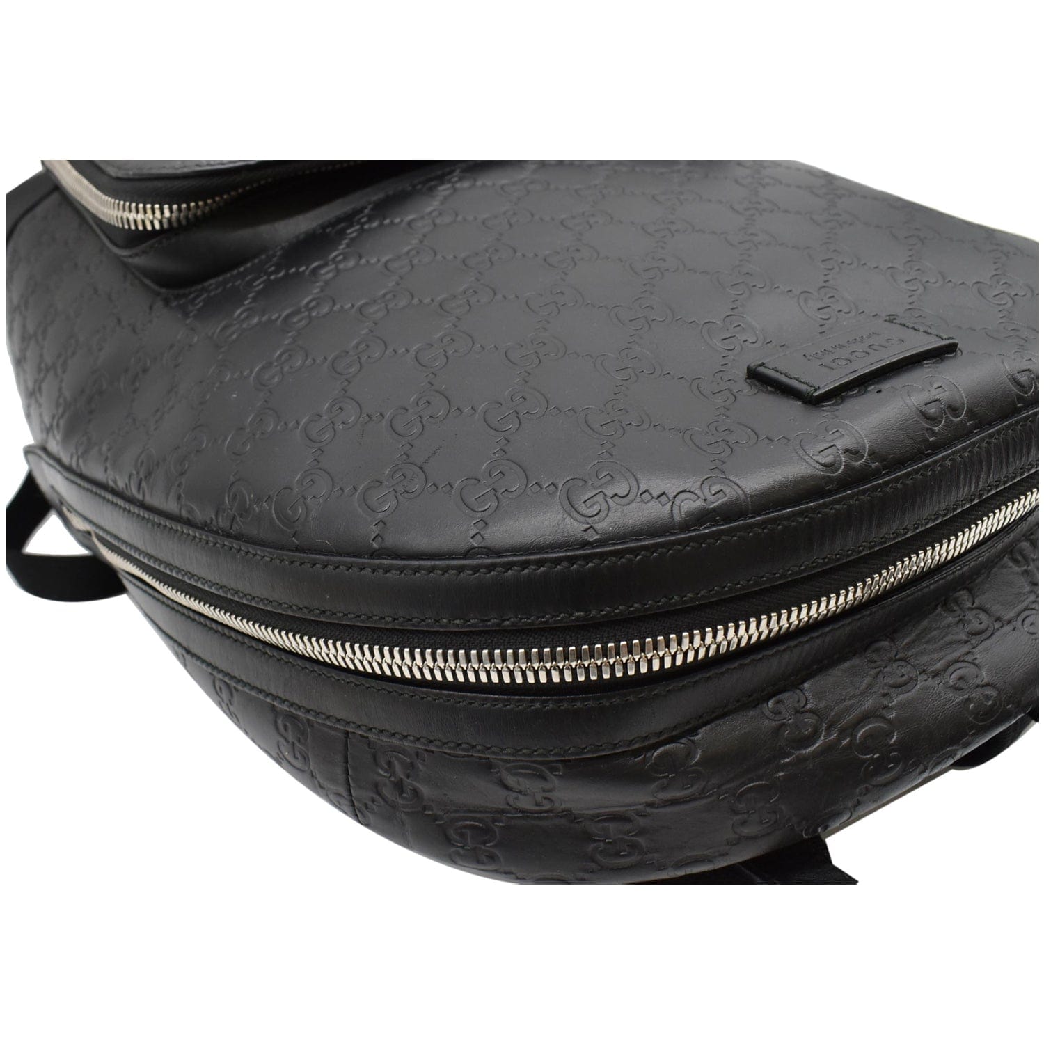 GUCCI Gucci Signature Leather Backpack Bag Black 406370