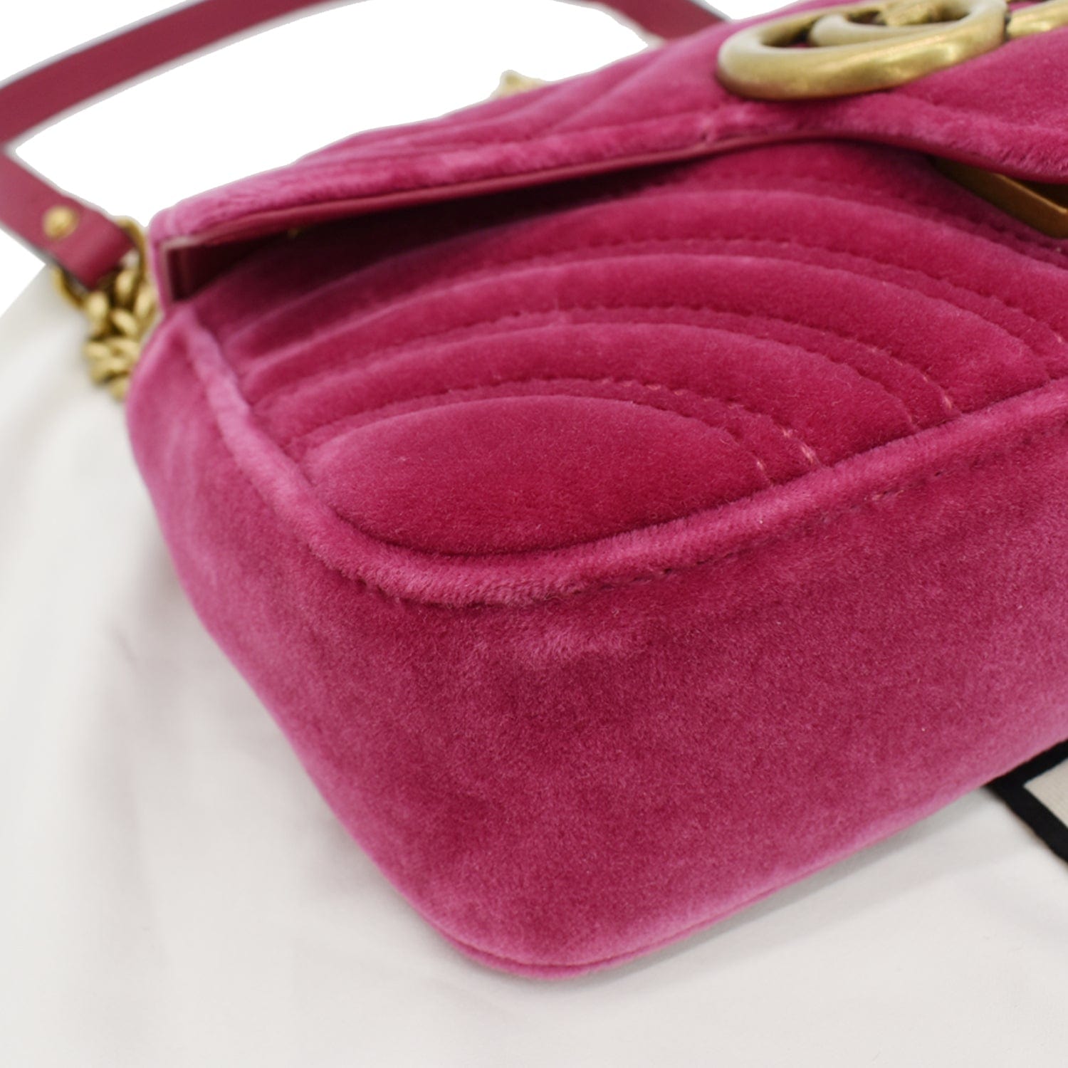 GUCCI Gucci Marmont Velvet Mini Shoulder Crossbody Bag Pink 446744