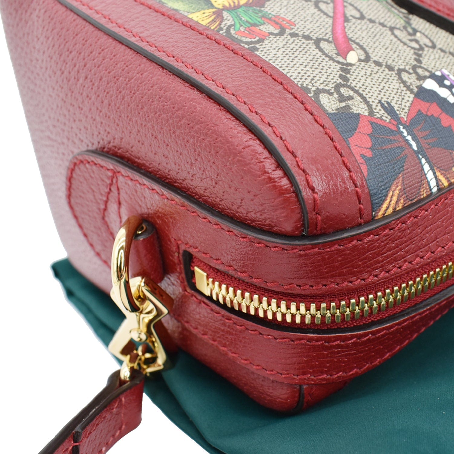 GUCCI Ophidia Flora Web Gucci Supreme Canvas Top Handle Shoulder Bag Red 524532