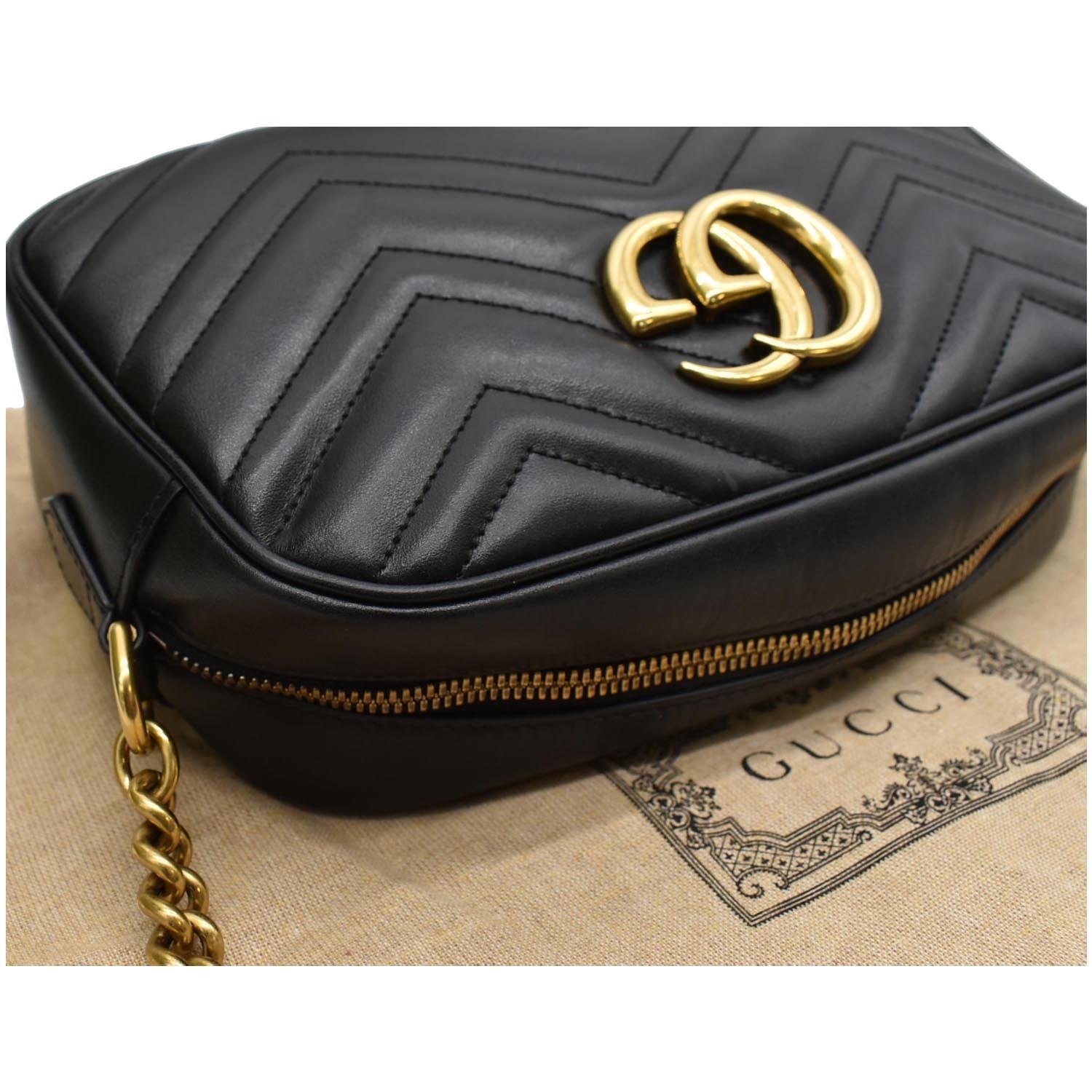 GUCCI Gucci Marmont Matelasse Small Leather Crossbody Bag Black