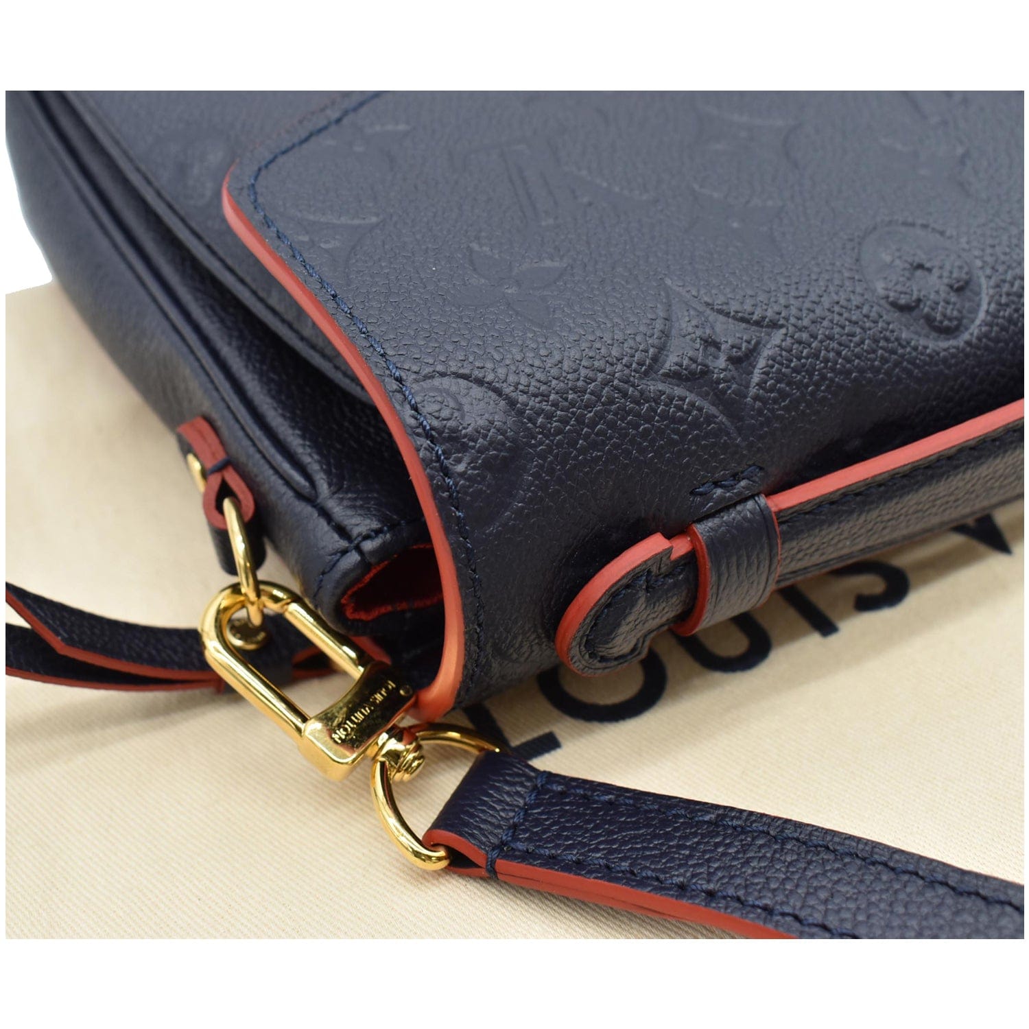 LOUIS VUITTON Metis Pochette Empreinte Leather Crossbody Bag Blue