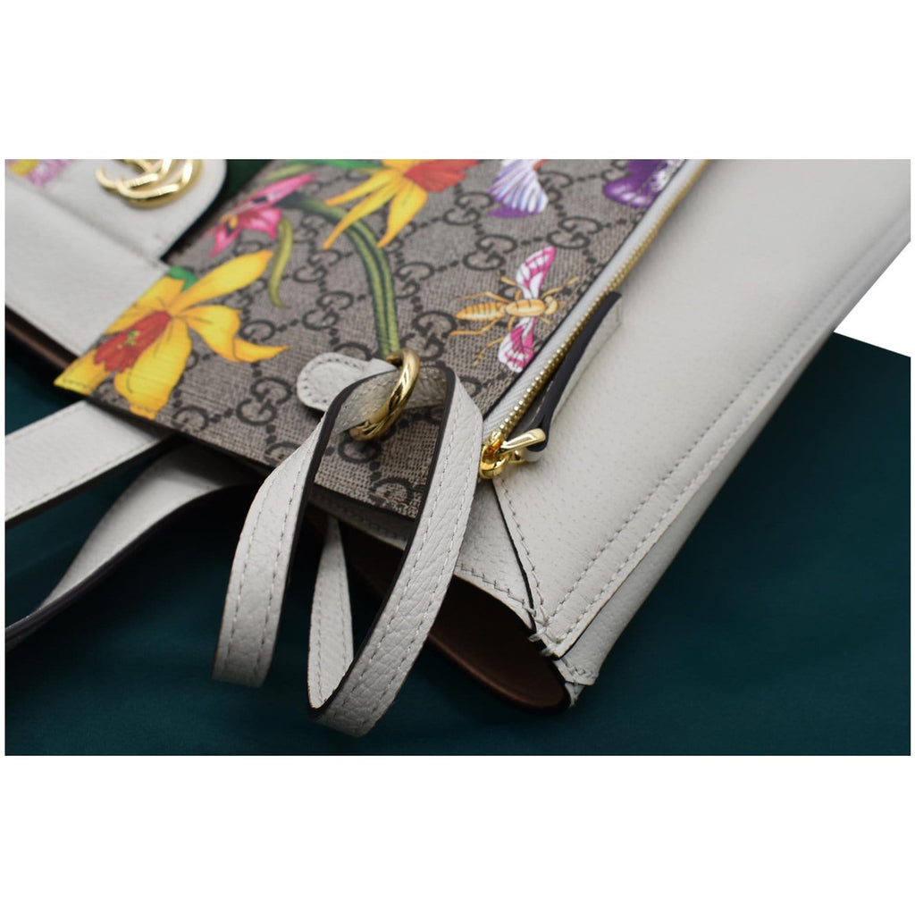 GUCCI Ophidia Gucci Flora Vertical Shopping Tote Bag White 519335