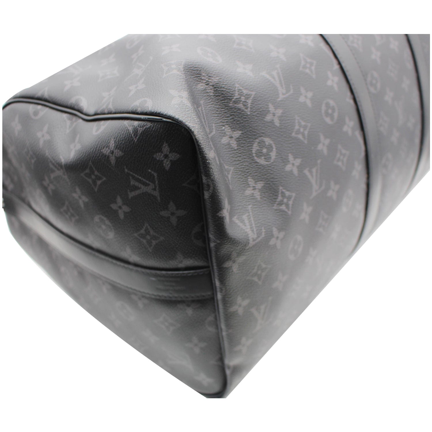 LOUIS VUITTON Keepall 55 Bandouliere Monogram Eclipse Travel Bag Black