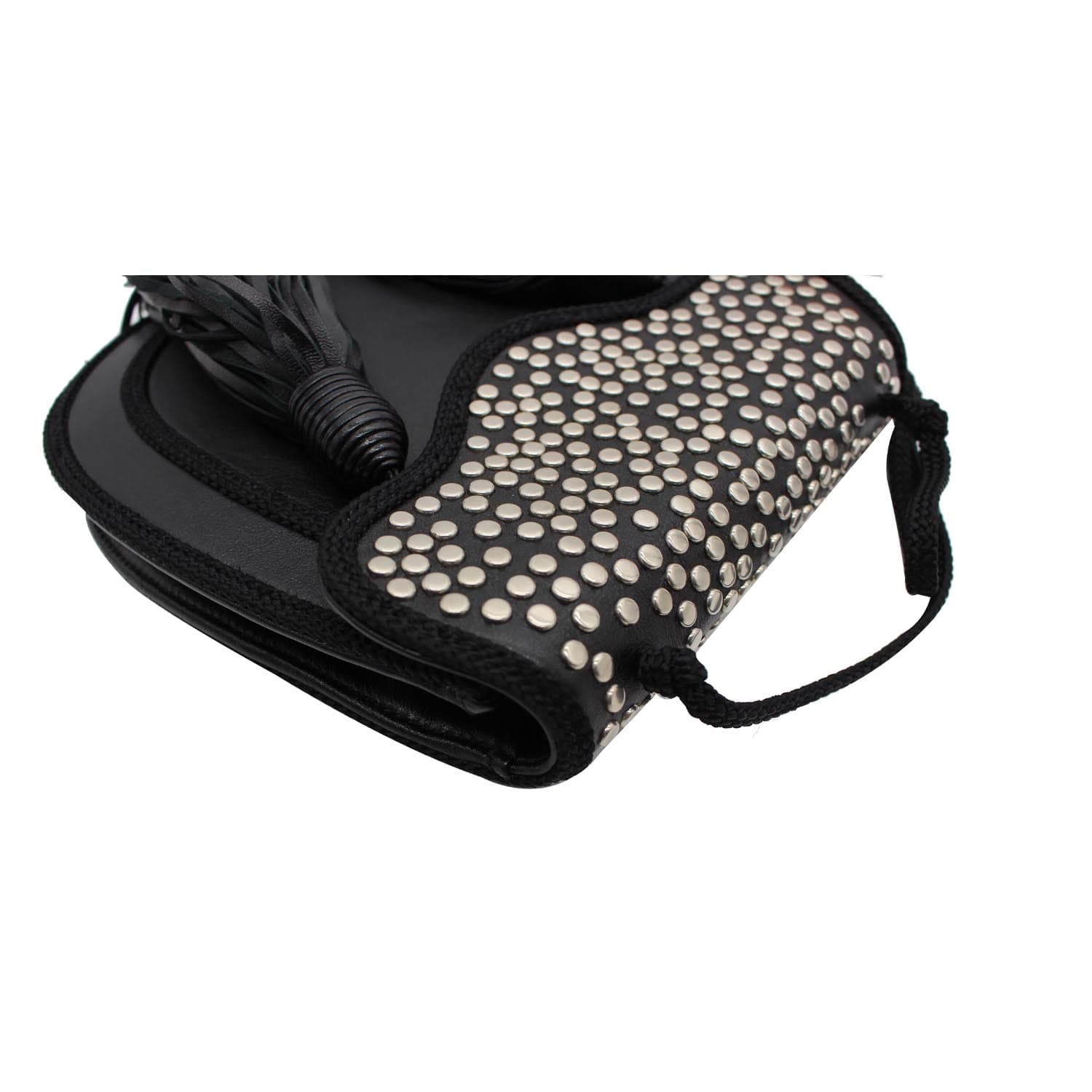 YVES SAINT LAURENT Opium 2 Studded Leather Tassel Bag Black