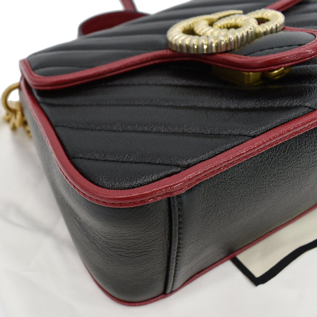 GUCCI Gucci Torchon Marmont Mini Top Handle Crossbody Bag 583571 Black/Cerise - Hot Deals