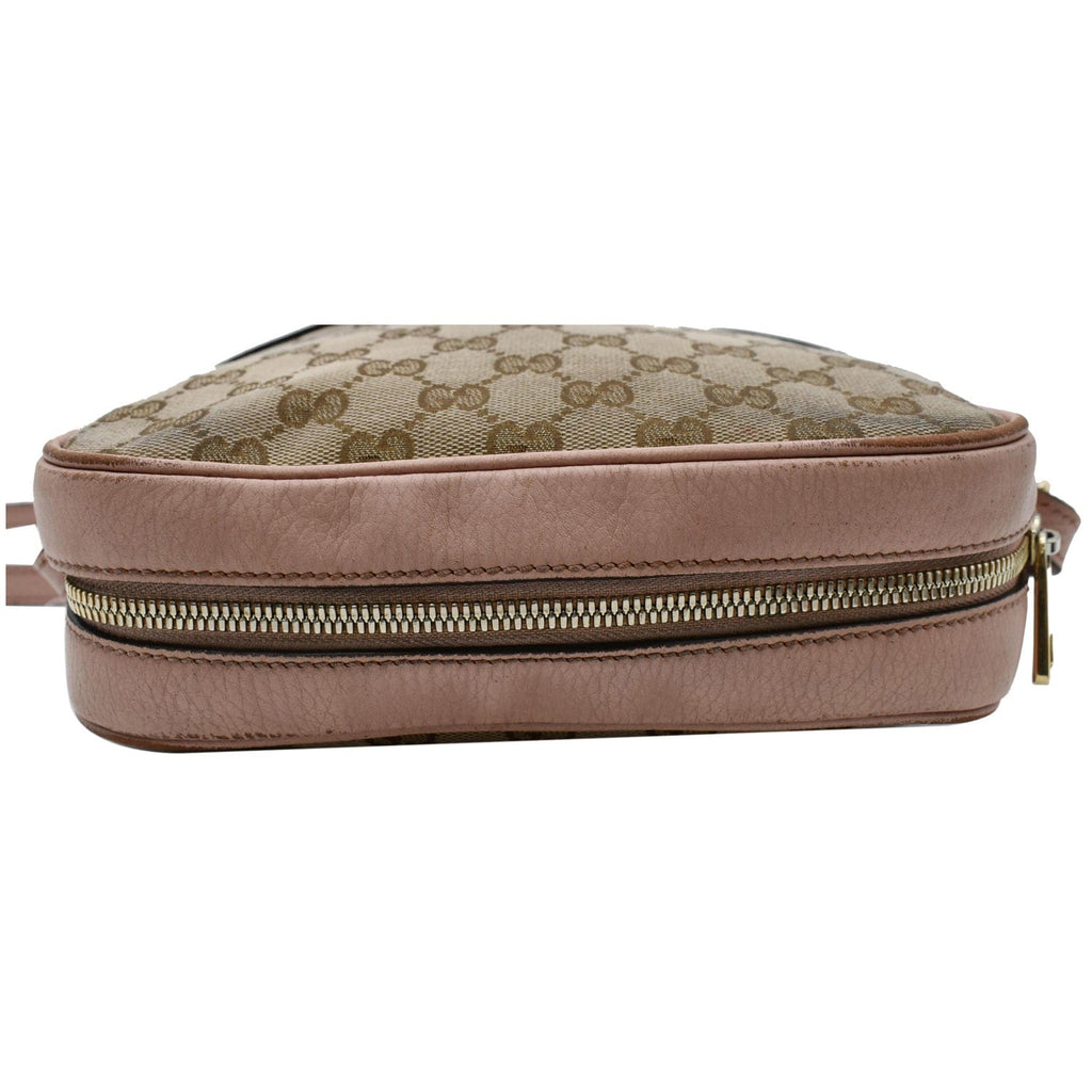 GUCCI Bree Gucci Canvas Leather Crossbody Bag Pink 449413