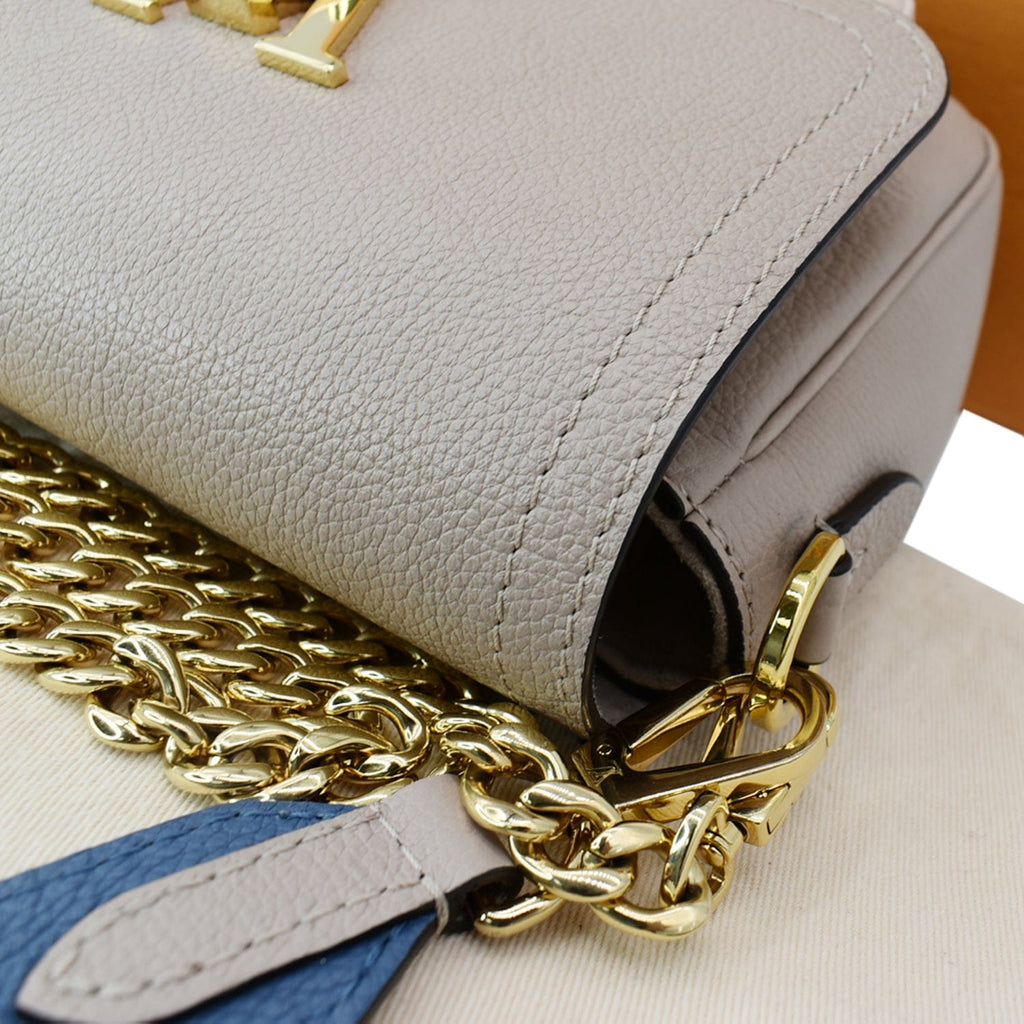 LOUIS VUITTON Lockme Tender Grained  Leather Shoulder Bag Greige