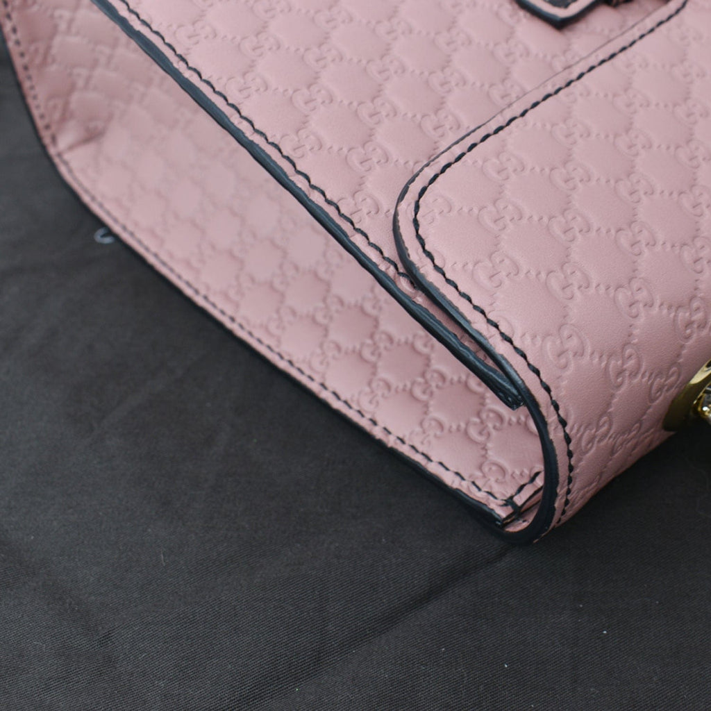 GUCCI Emily Medium Gucci Guccissima Leather Chain Shoulder Bag Light Pink 449635