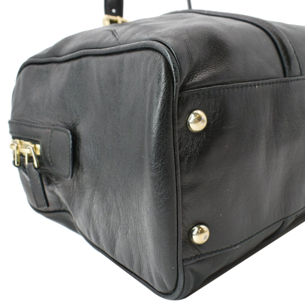 GUCCI Britt Leather Satchel Bag Black 170010