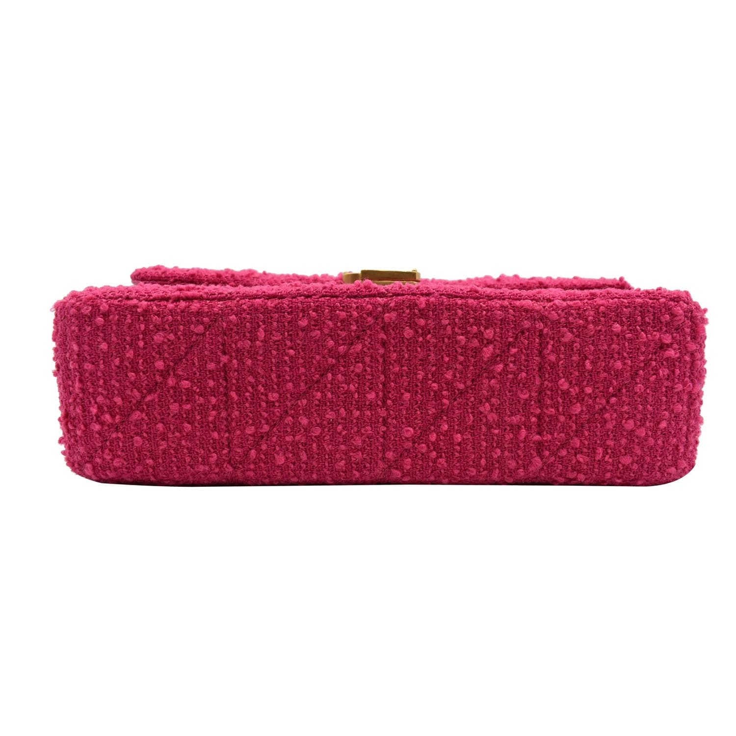 YVES SAINT LAURENT Jamie Medium Carre Rive Gauche Quilted Boucle Shoulder Bag Pink