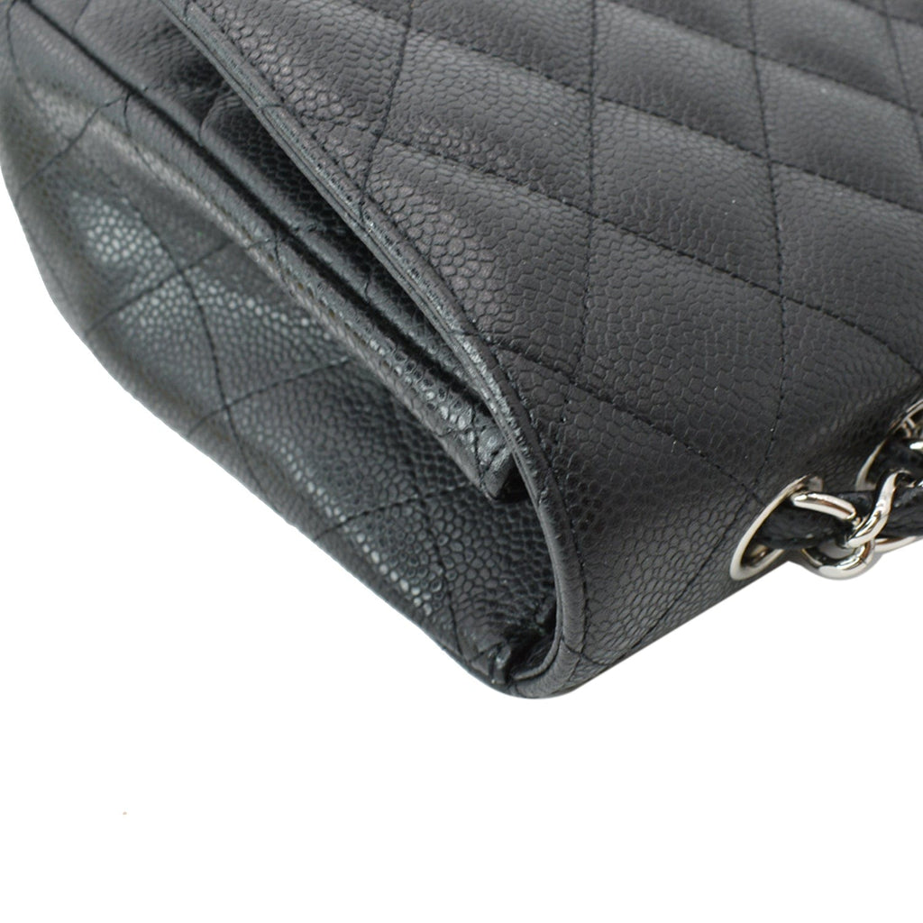 Chanel Jumbo Classic Single Flap Caviar Leather Shoulder Bag Black