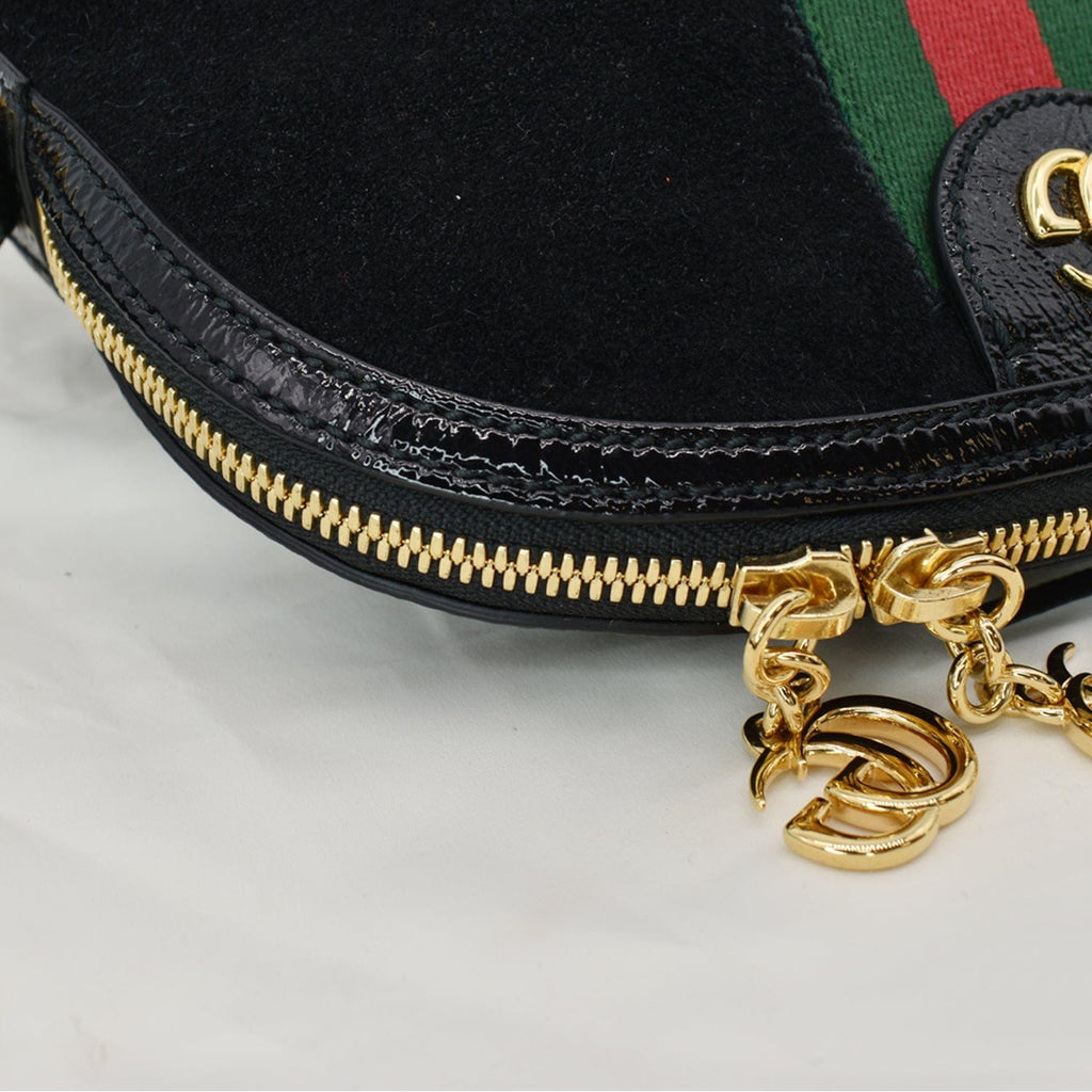 GUCCI Ophidia Gucci Small Suede Shoulder Bag Black 499621