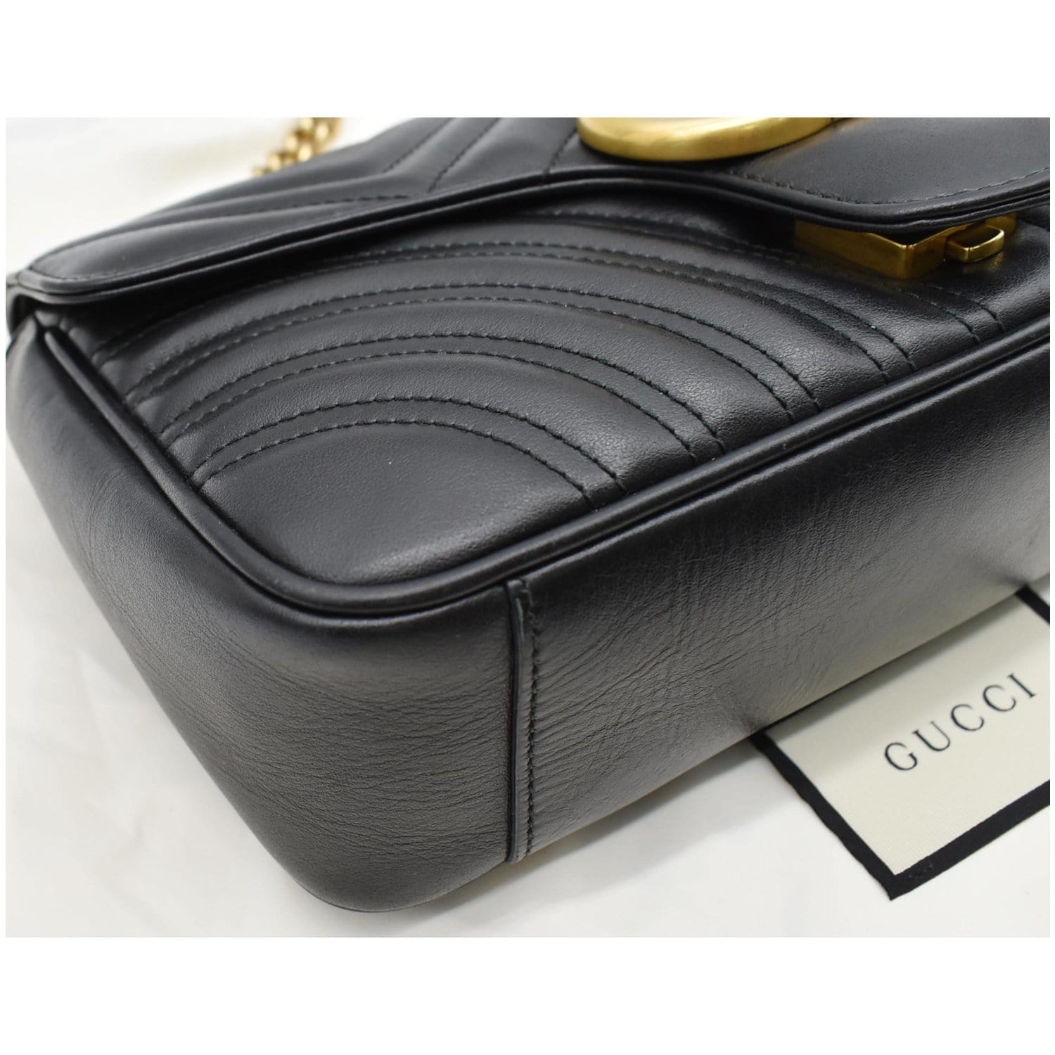GUCCI Gucci Marmont Small Matelasse Leather Crossbody Bag Black 443497