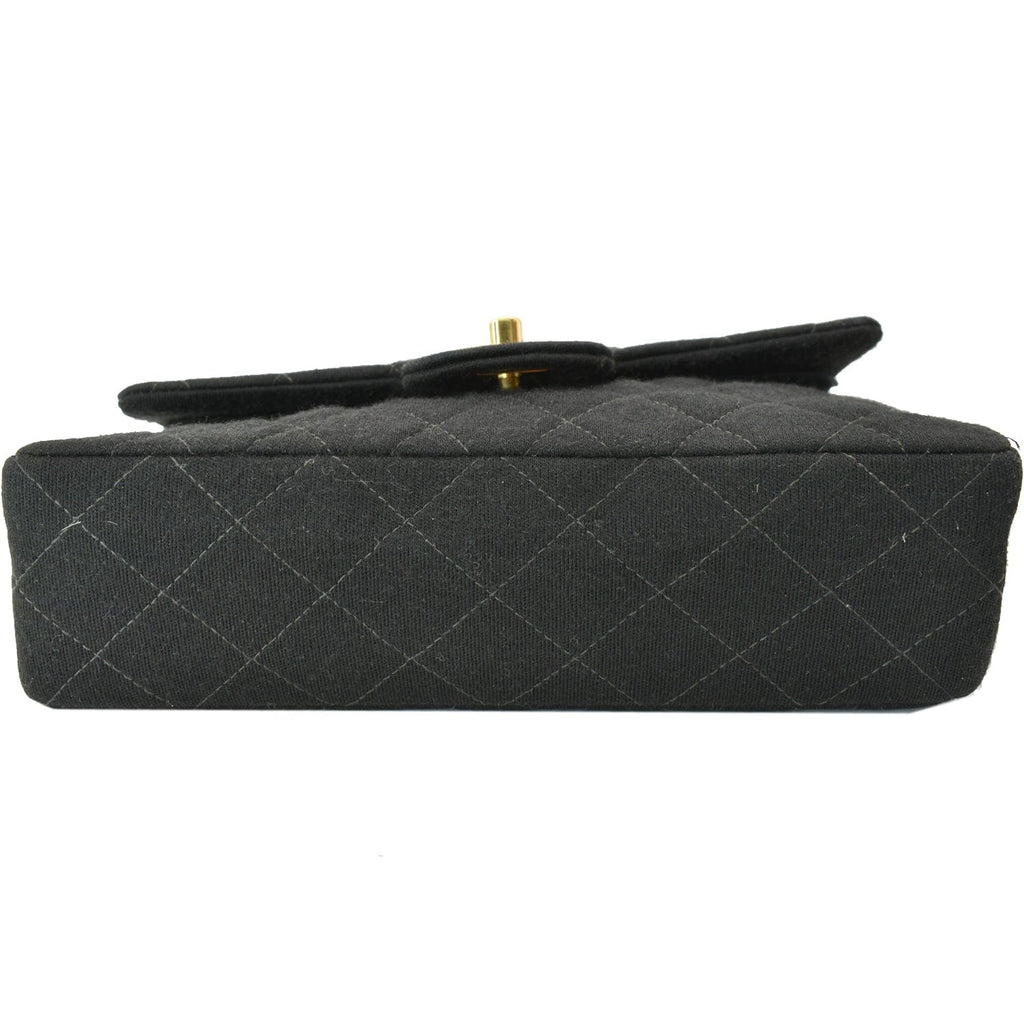 Chanel Classic Flap Jersey Fabric Shoulder Bag Black