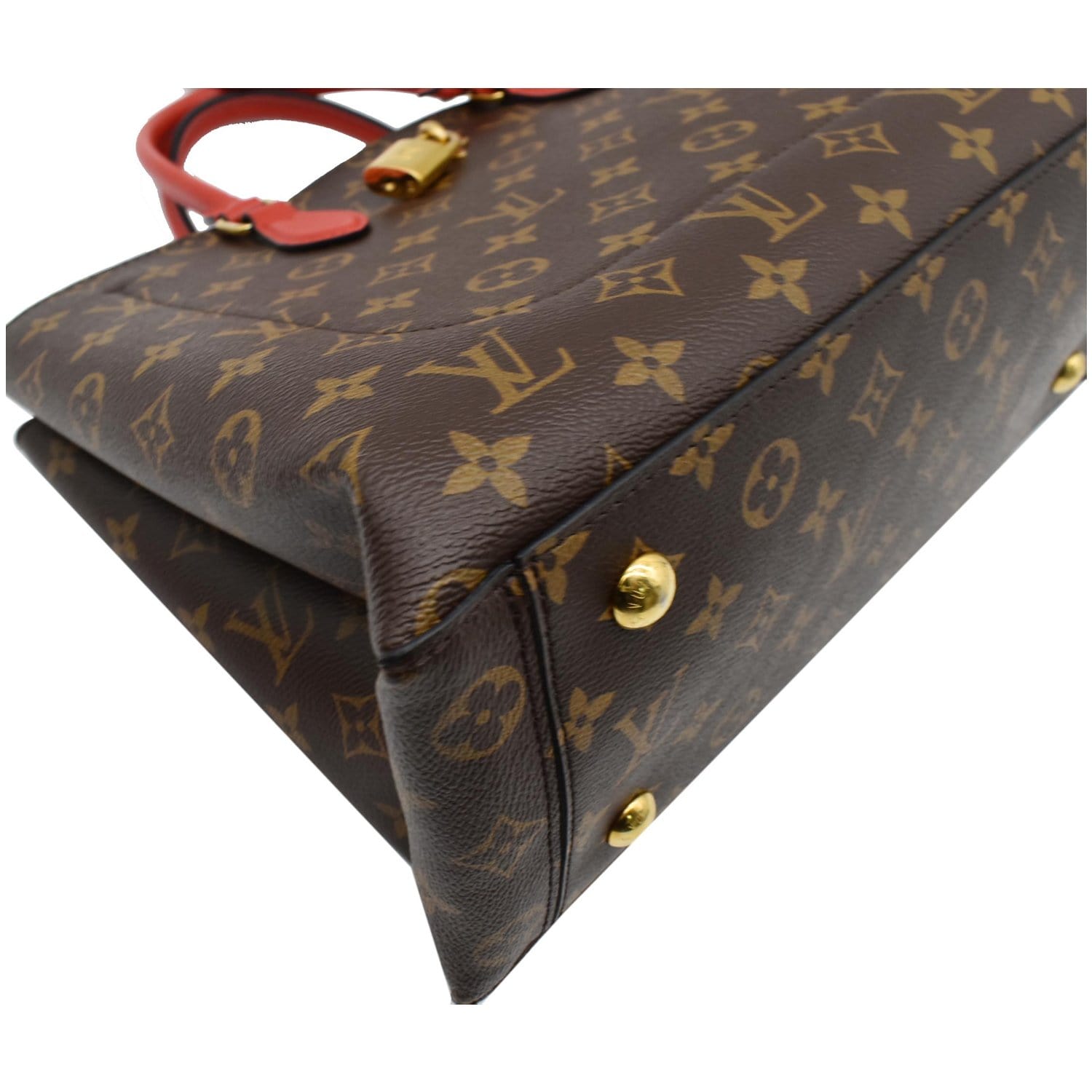 LOUIS VUITTON Flower Monogram Canvas Tote Bag Red