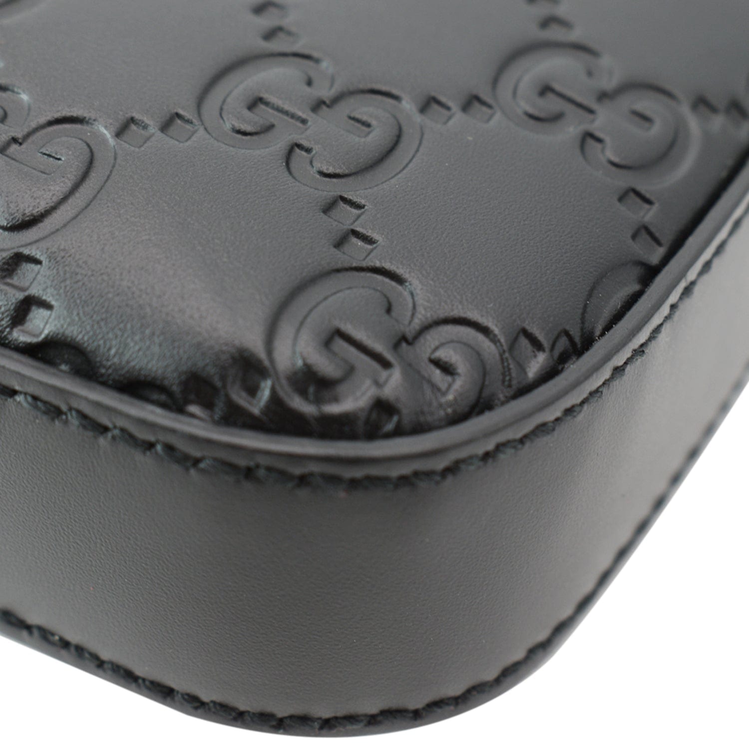 GUCCI Gucci Signature Leather Black Messenger Bag 406410