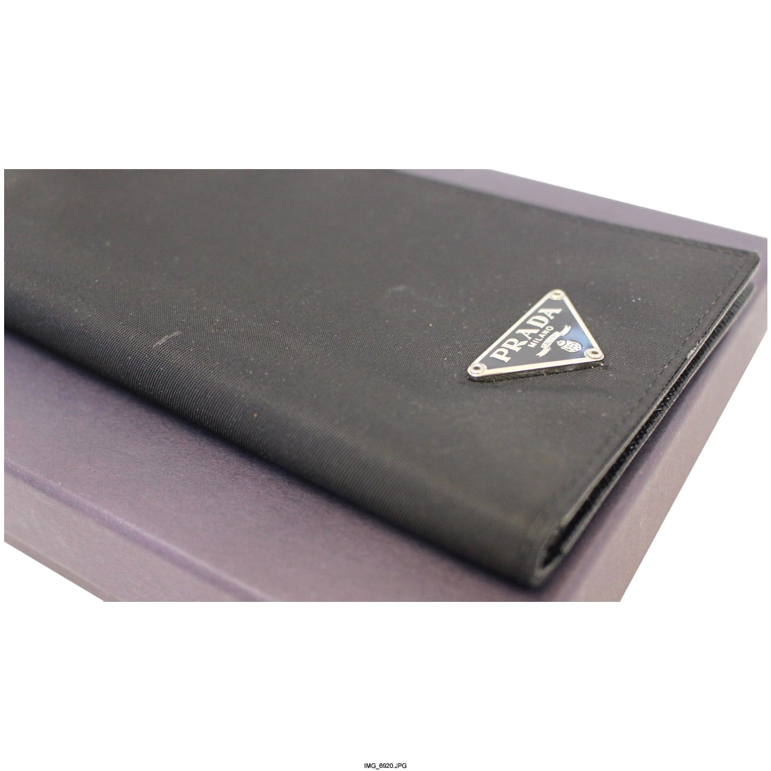 PRADA Black Nylon Checkbook Cover Wallet