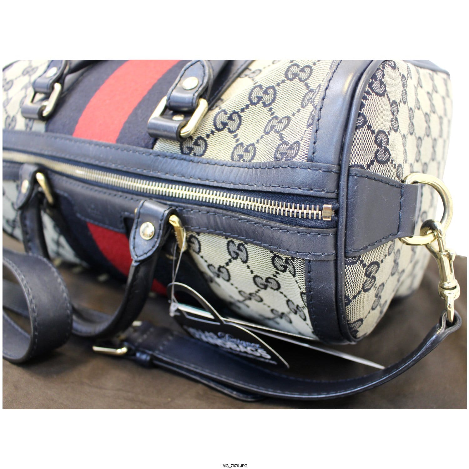 GUCCI Web Medium  Gucci Boston Bag with Signature Web 247205