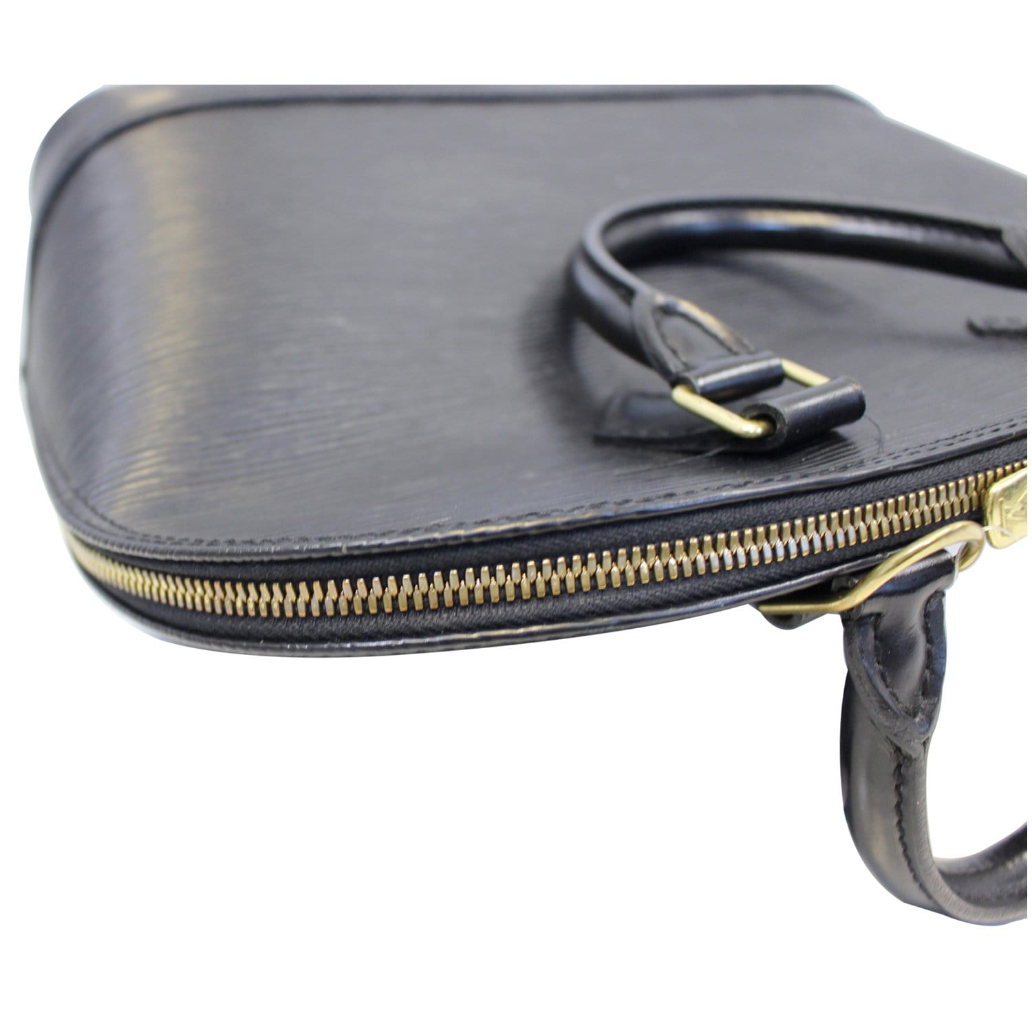 LOUIS VUITTON Alma PM Epi Leather Satchel Bag Black