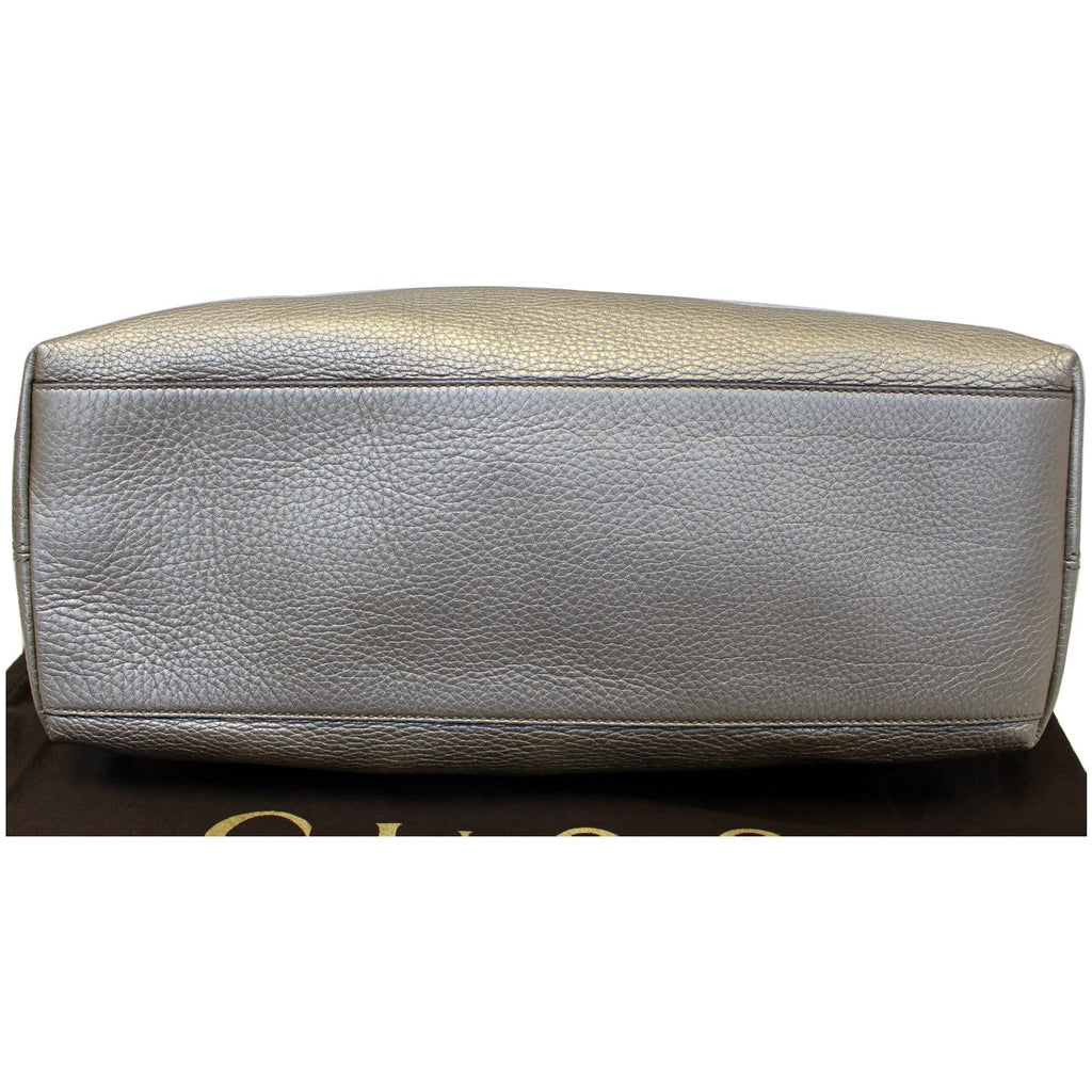 GUCCI Soho Pebbled Leather Chain Shoulder Bag 308982 Silver