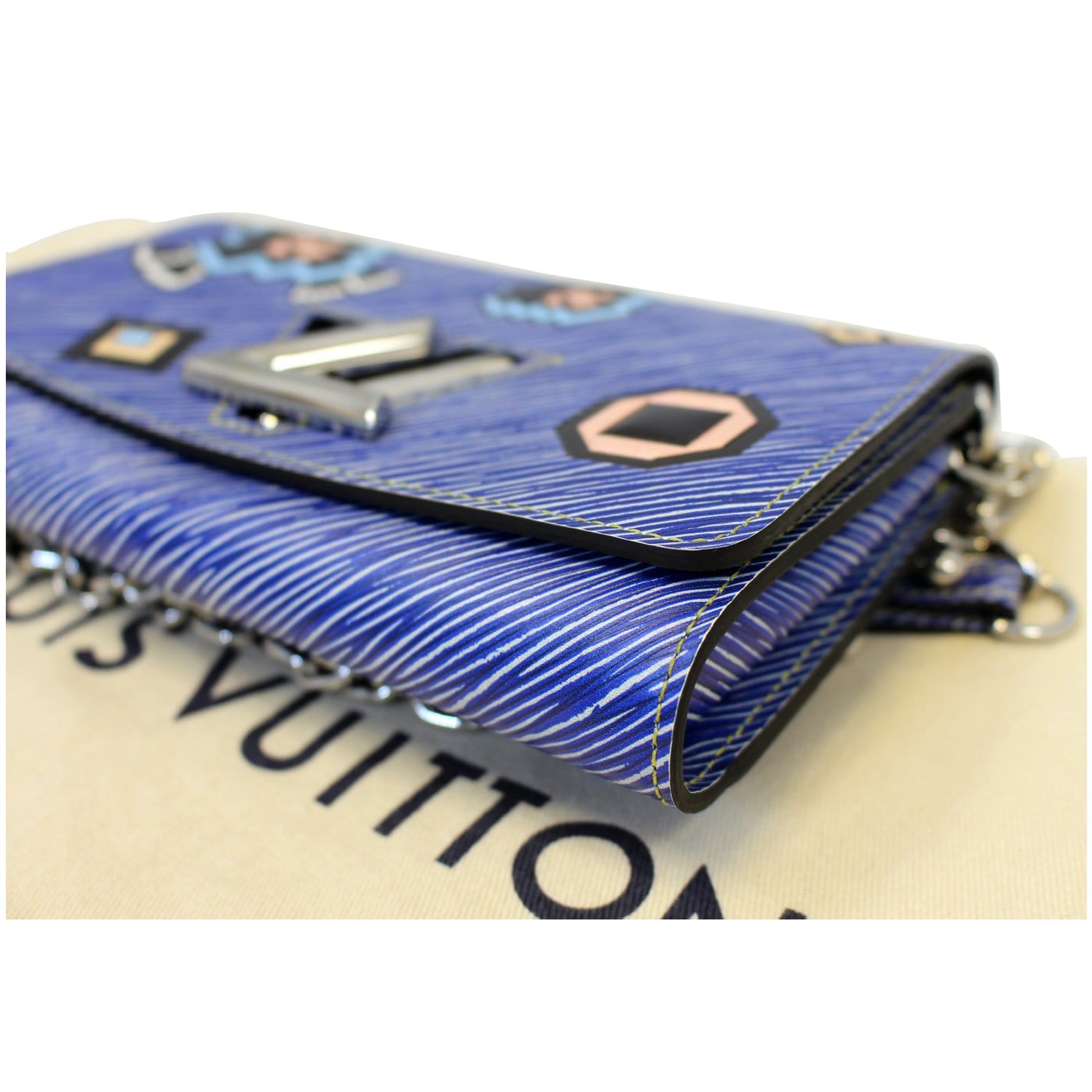 LOUIS VUITTON Twist Chain Denim Wallet Epi Azteque Stickers Crossbody Bag