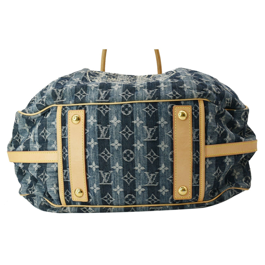 LOUIS VUITTON Cabas Raye GM Monogram Denim Shoulder Bag Blue