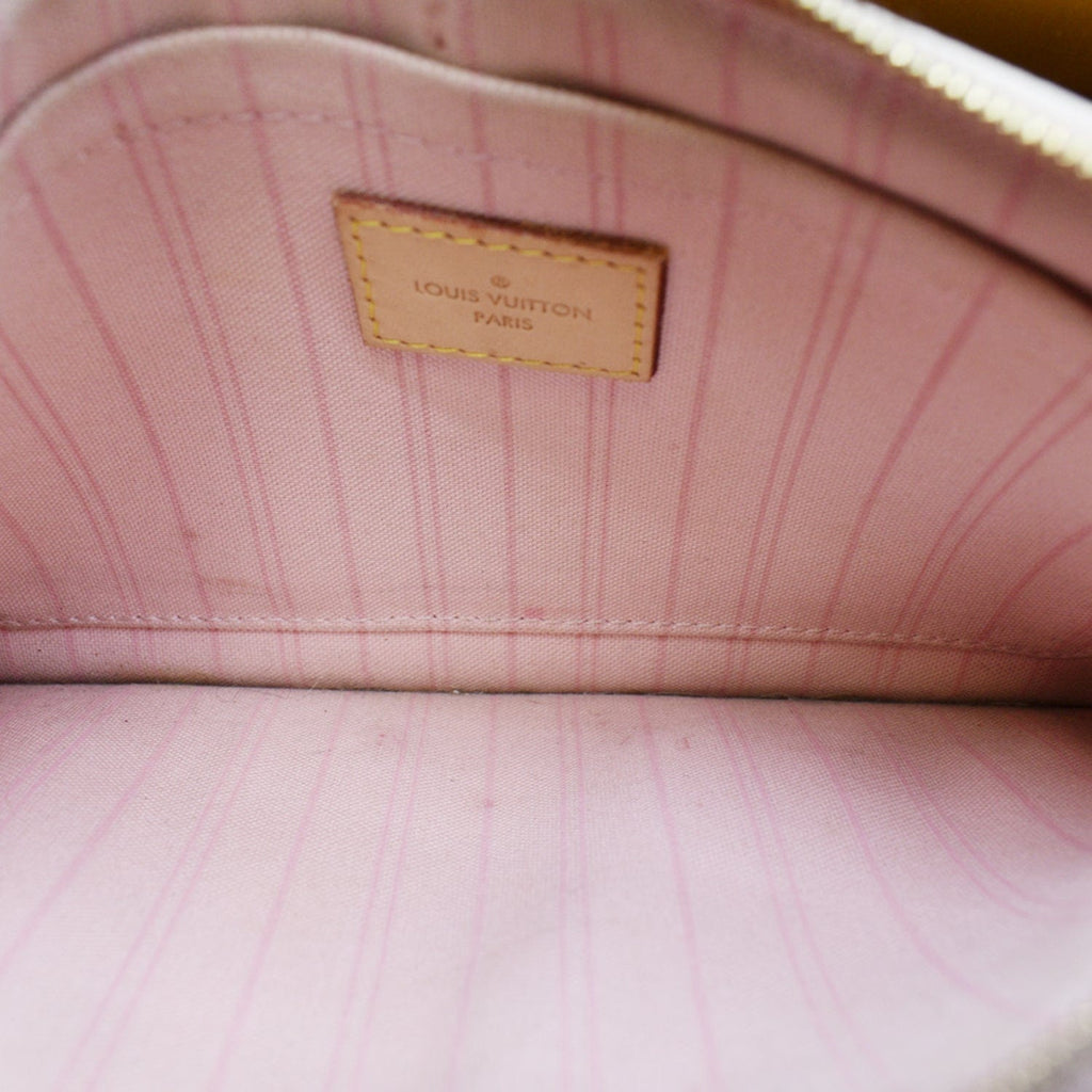 LOUIS VUITTON Neverfull MM Damier Azur Pochette Wristlet Pouch Rose Ballerine